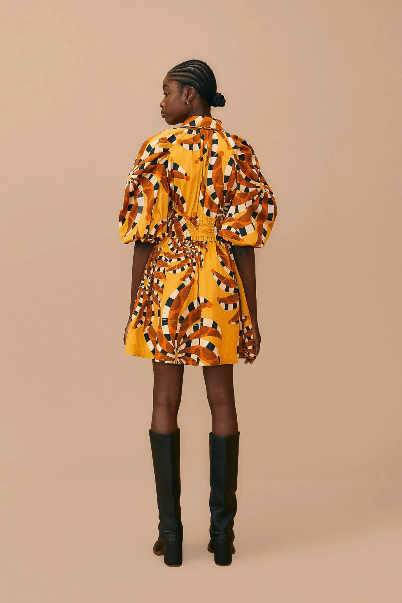 BEIGE BANANADA BUTTON DOWN MINI DRESS