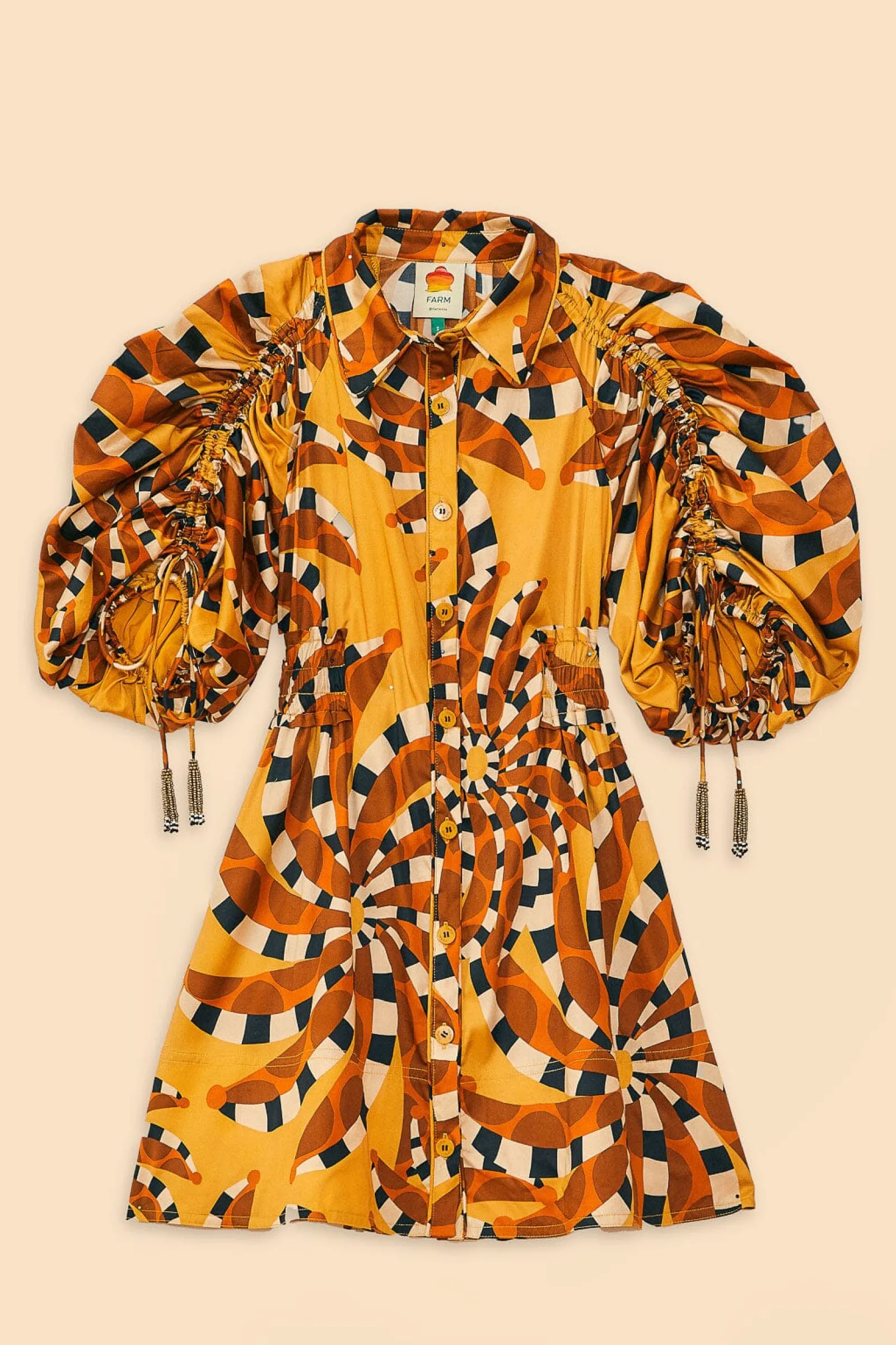 BEIGE BANANADA BUTTON DOWN MINI DRESS