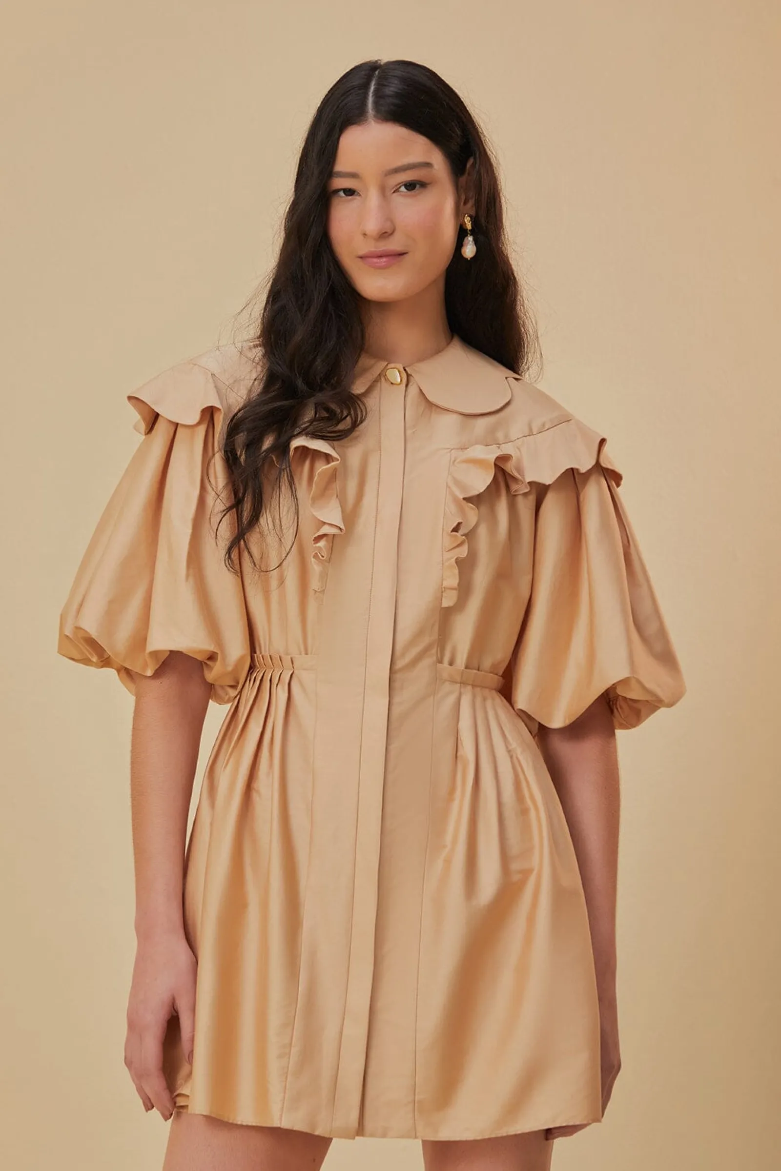  BEIGE SHORT SLEEVE MINI DRESS