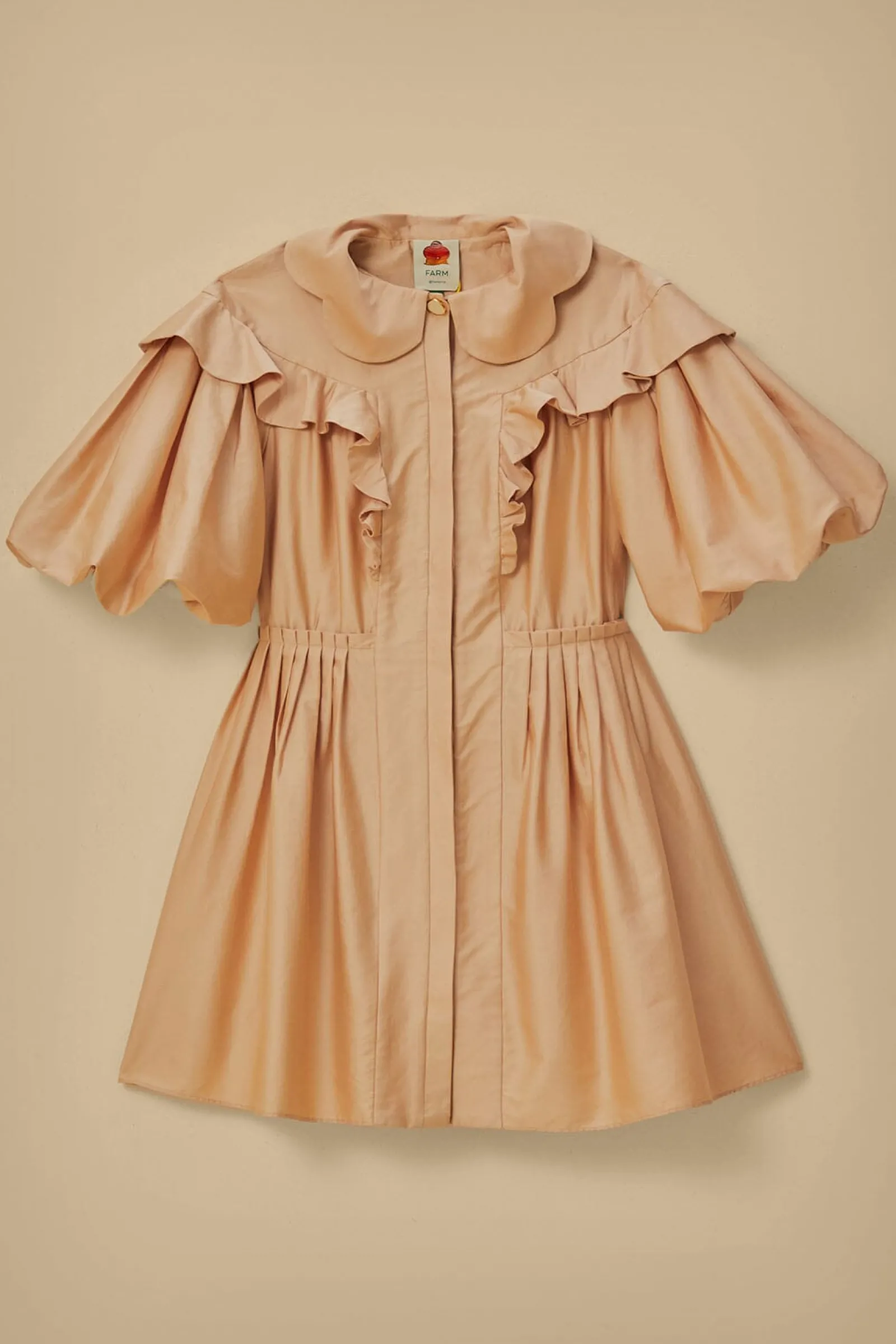 BEIGE SHORT SLEEVE MINI DRESS