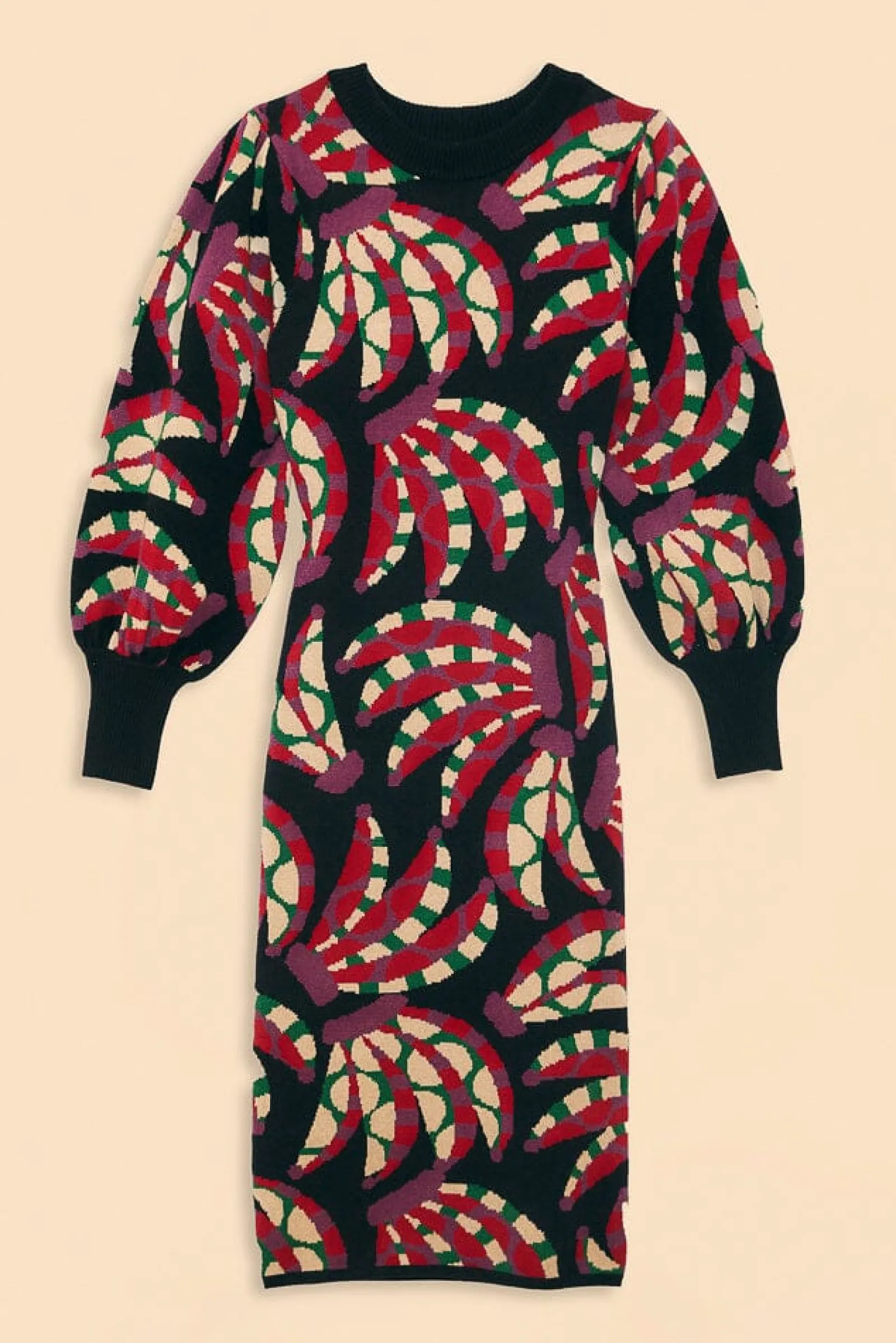 BLACK BANANA DOTS KNIT DRESS