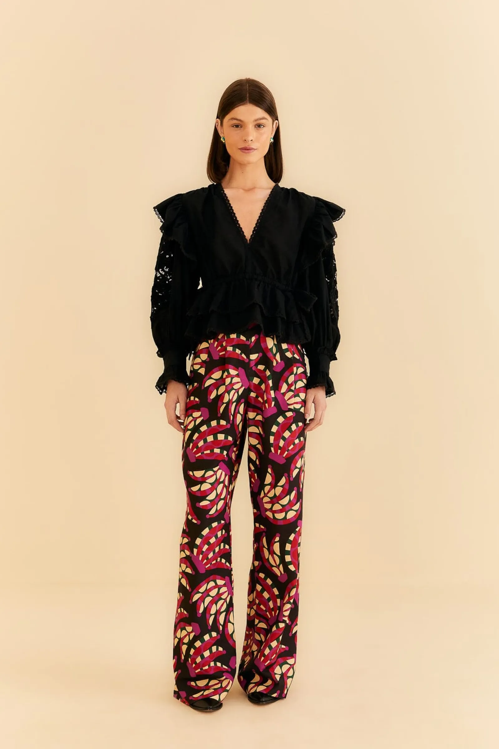 BLACK BANANA DOTS LOW WAISTED PANTS