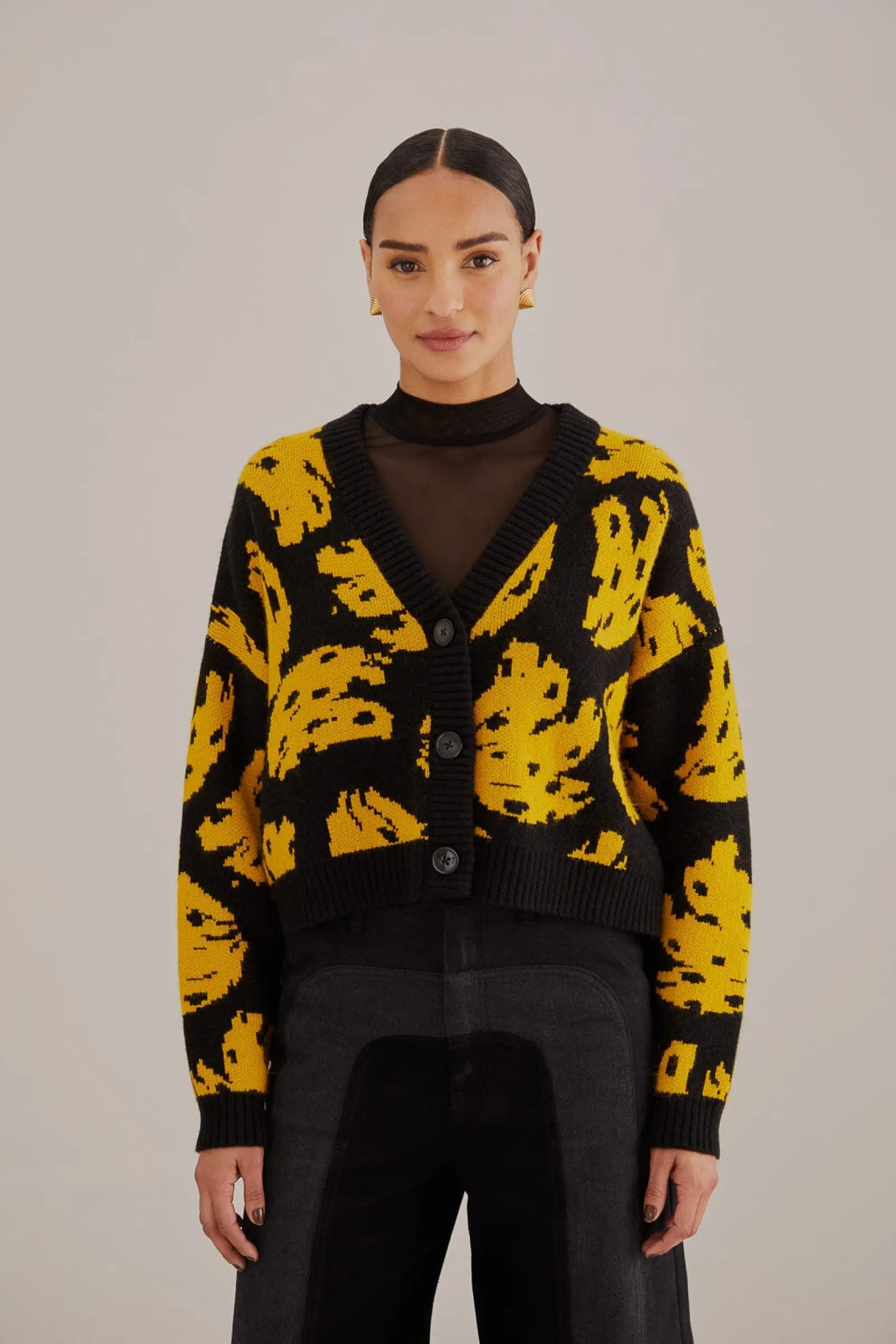  BLACK BOSSA BANANA KNIT CARDIGAN