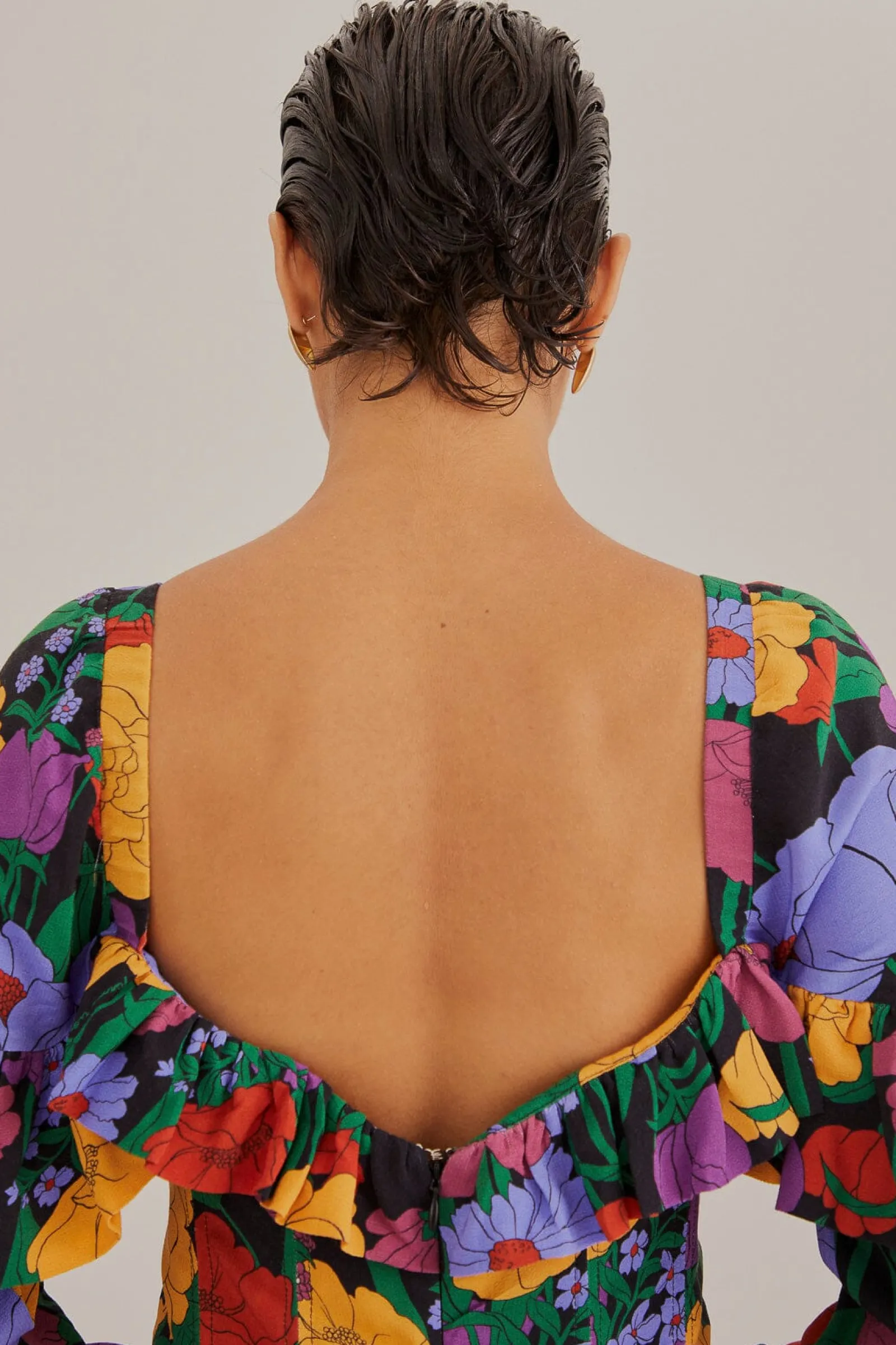 BLACK BUCOLIC GARDEN LONG SLEEVE MINI DRESS