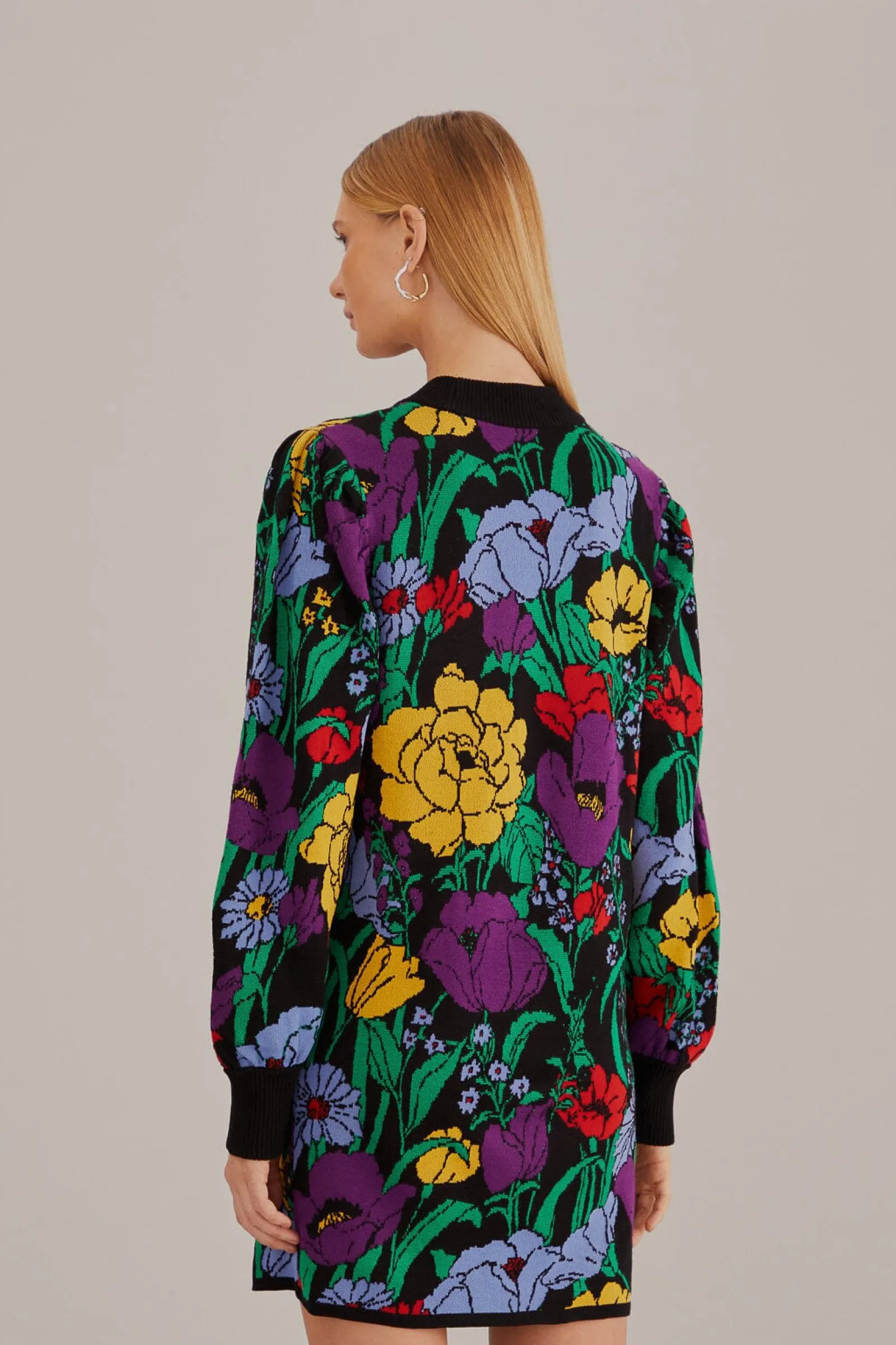 BLACK BUCOLIC GARDEN SWEATER DRESS