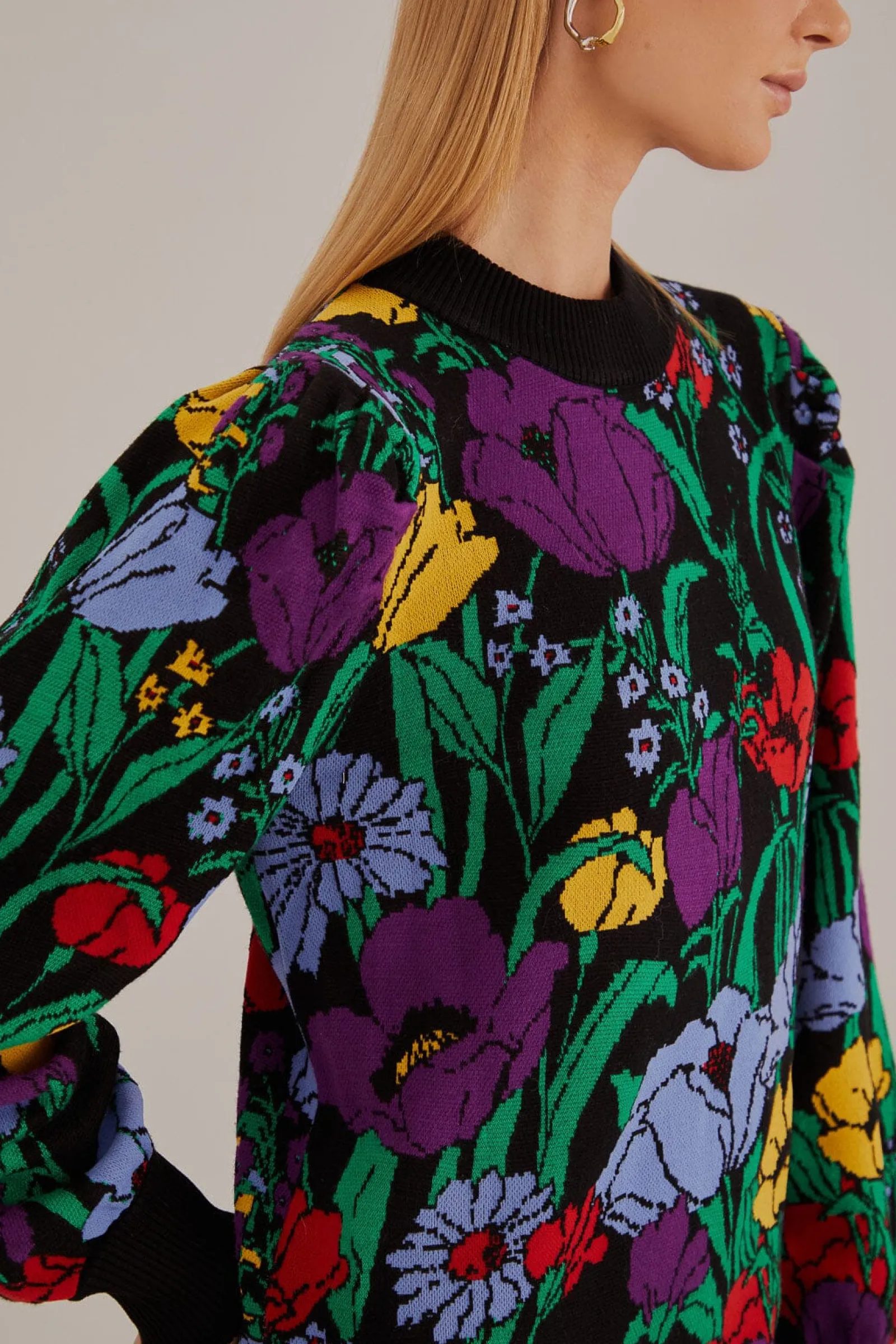 BLACK BUCOLIC GARDEN SWEATER DRESS