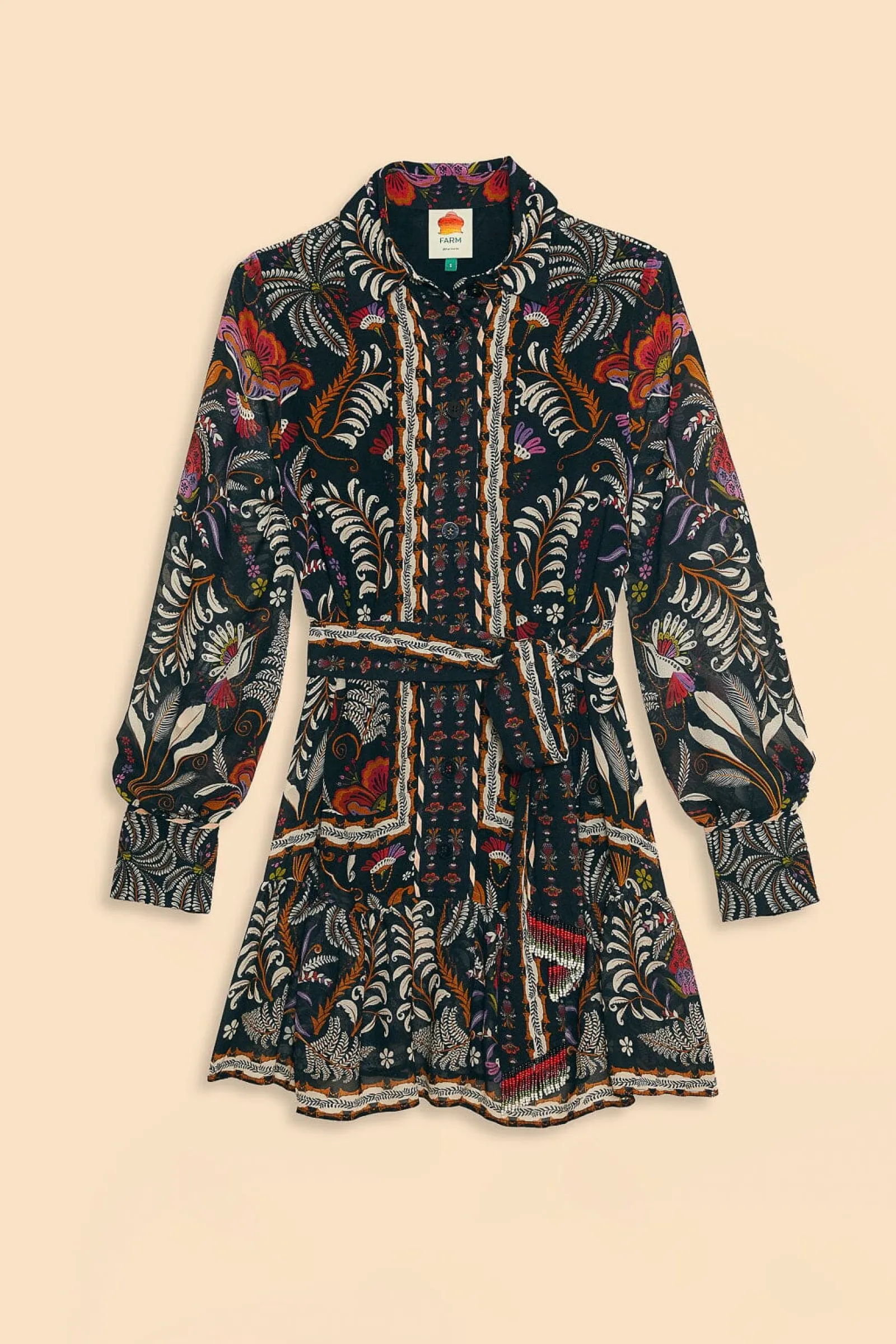 BLACK CLASSIC GARDEN LONG SLEEVE MINI DRESS