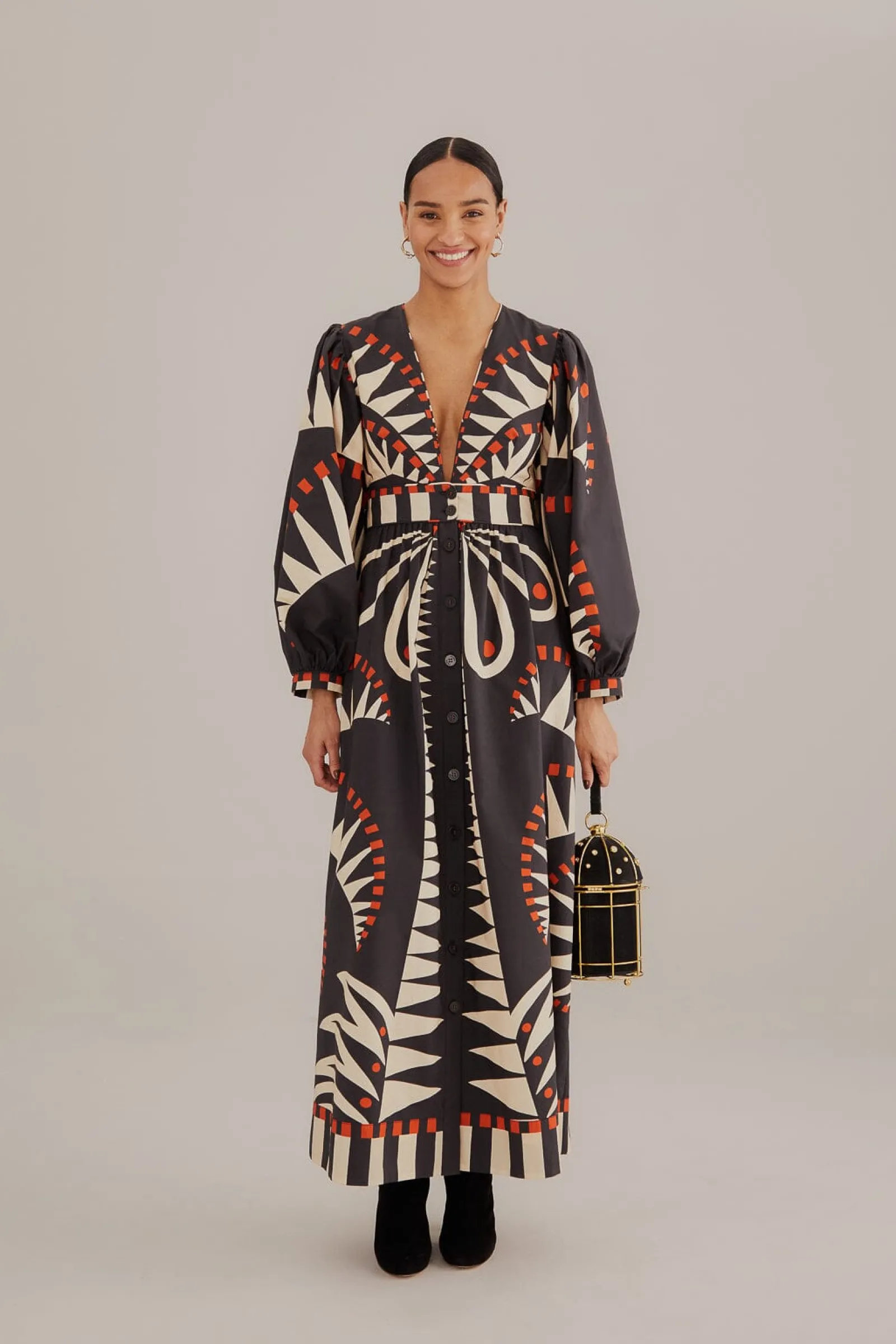  BLACK COCONUT GROVE PUFF SLEEVE MAXI DRESS