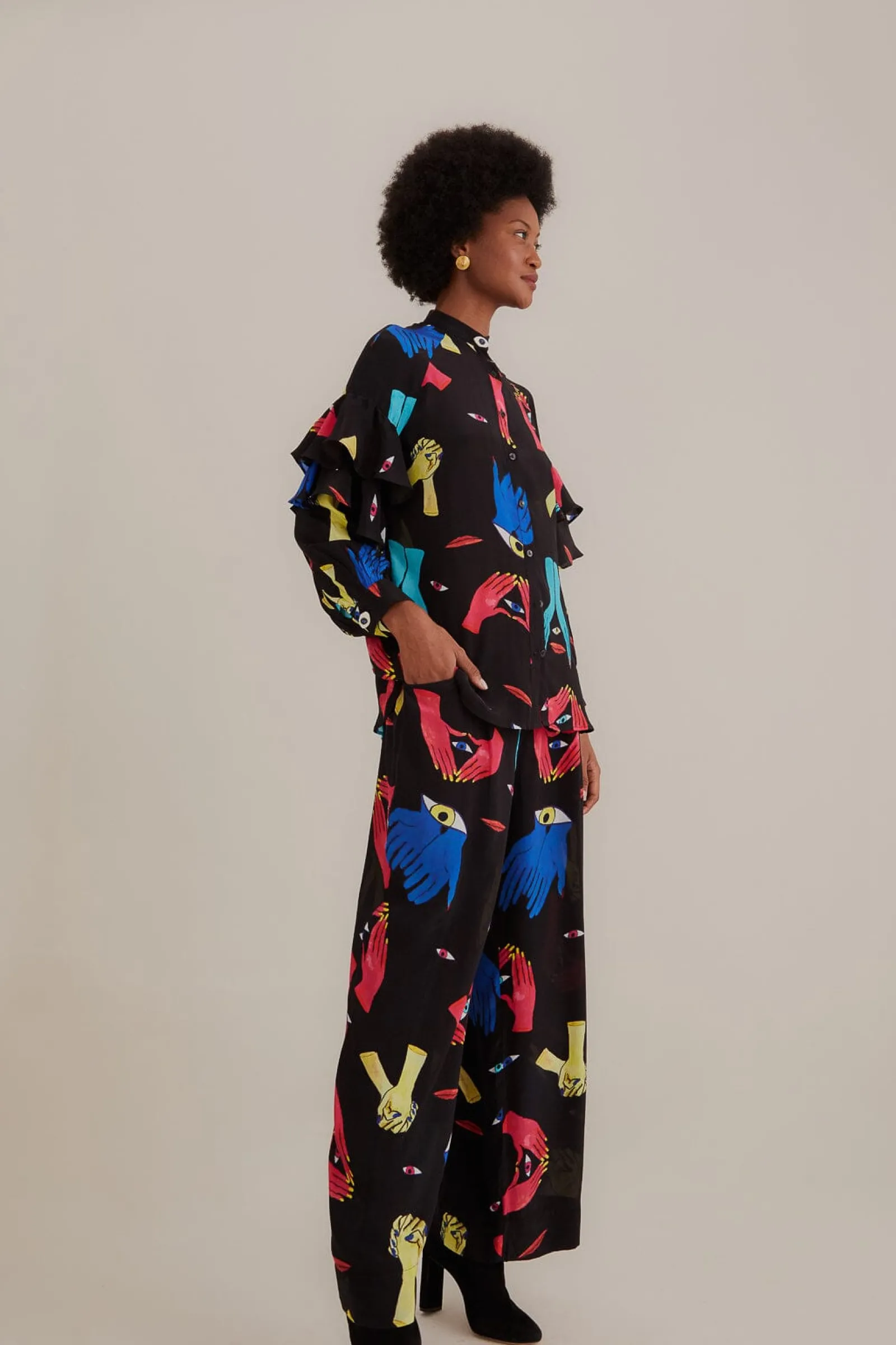  BLACK COLORFUL TOGETHER PANTS