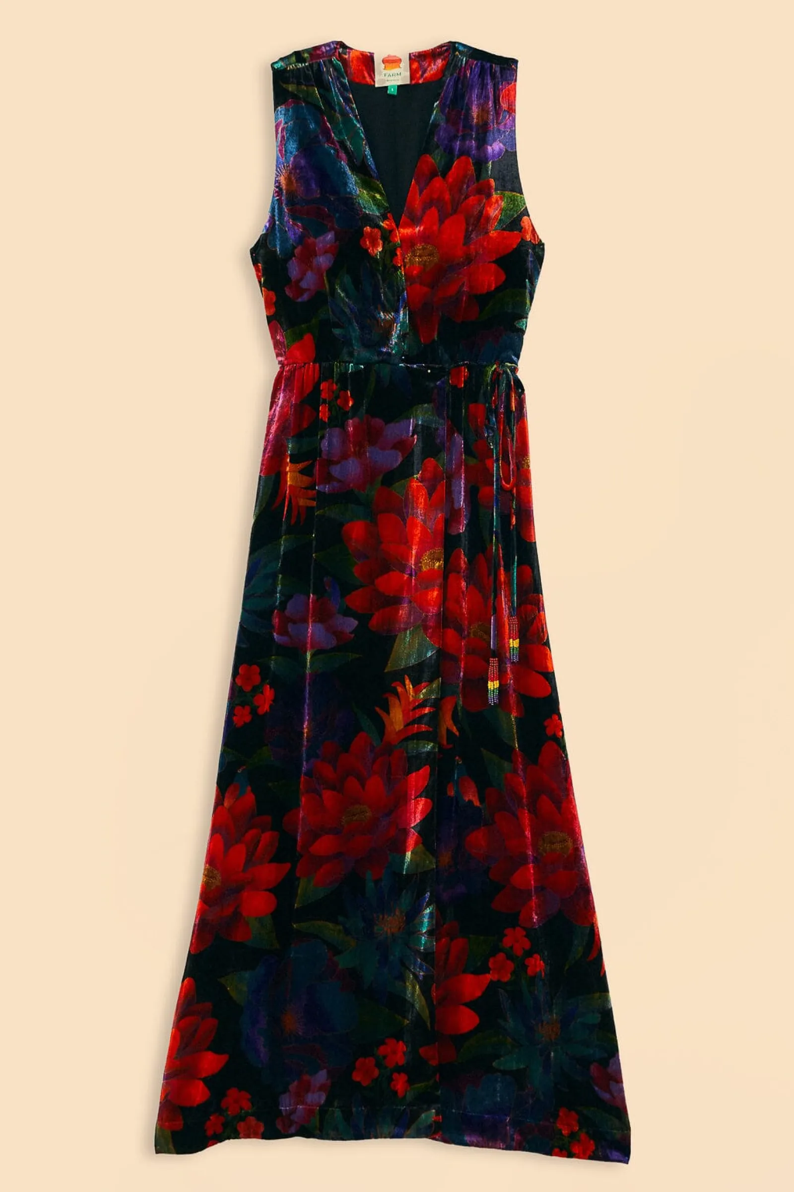 BLACK FLOWER SEASON MAXI WRAP DRESS