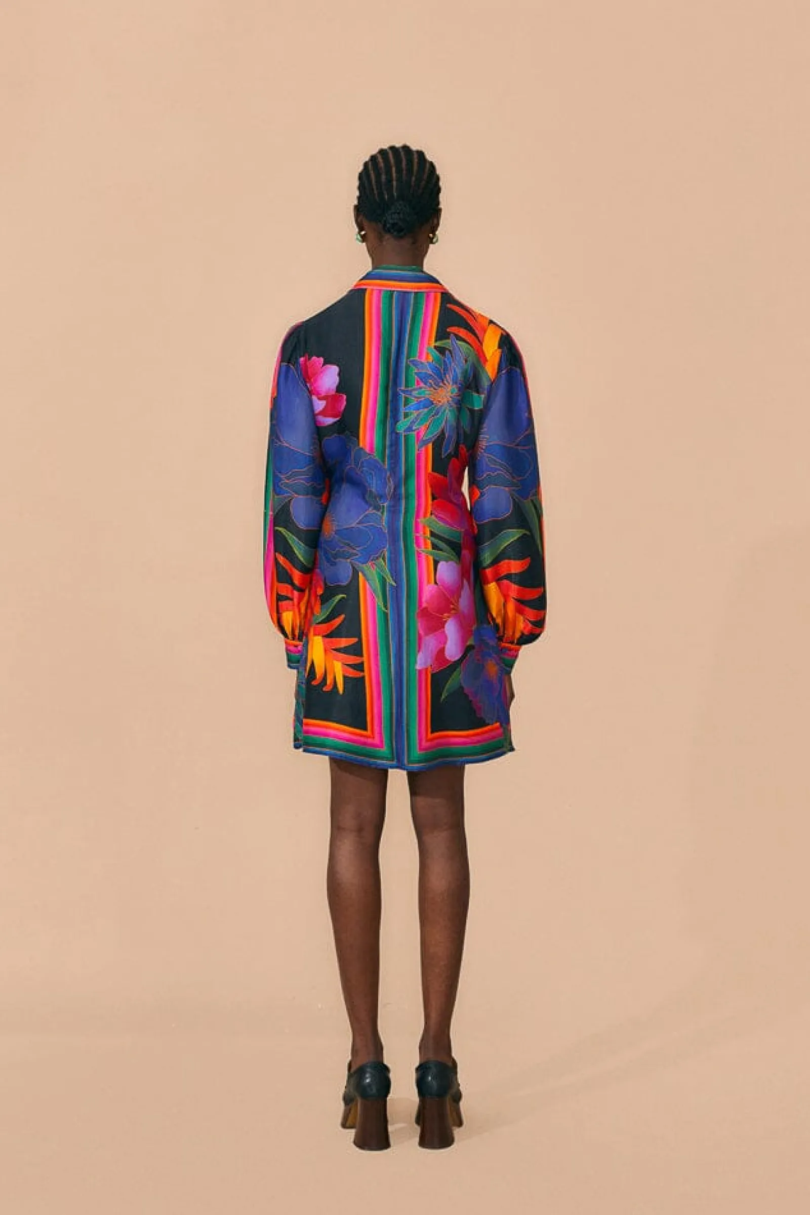 BLACK FLOWER SEASON SCARF MINI WRAP DRESS