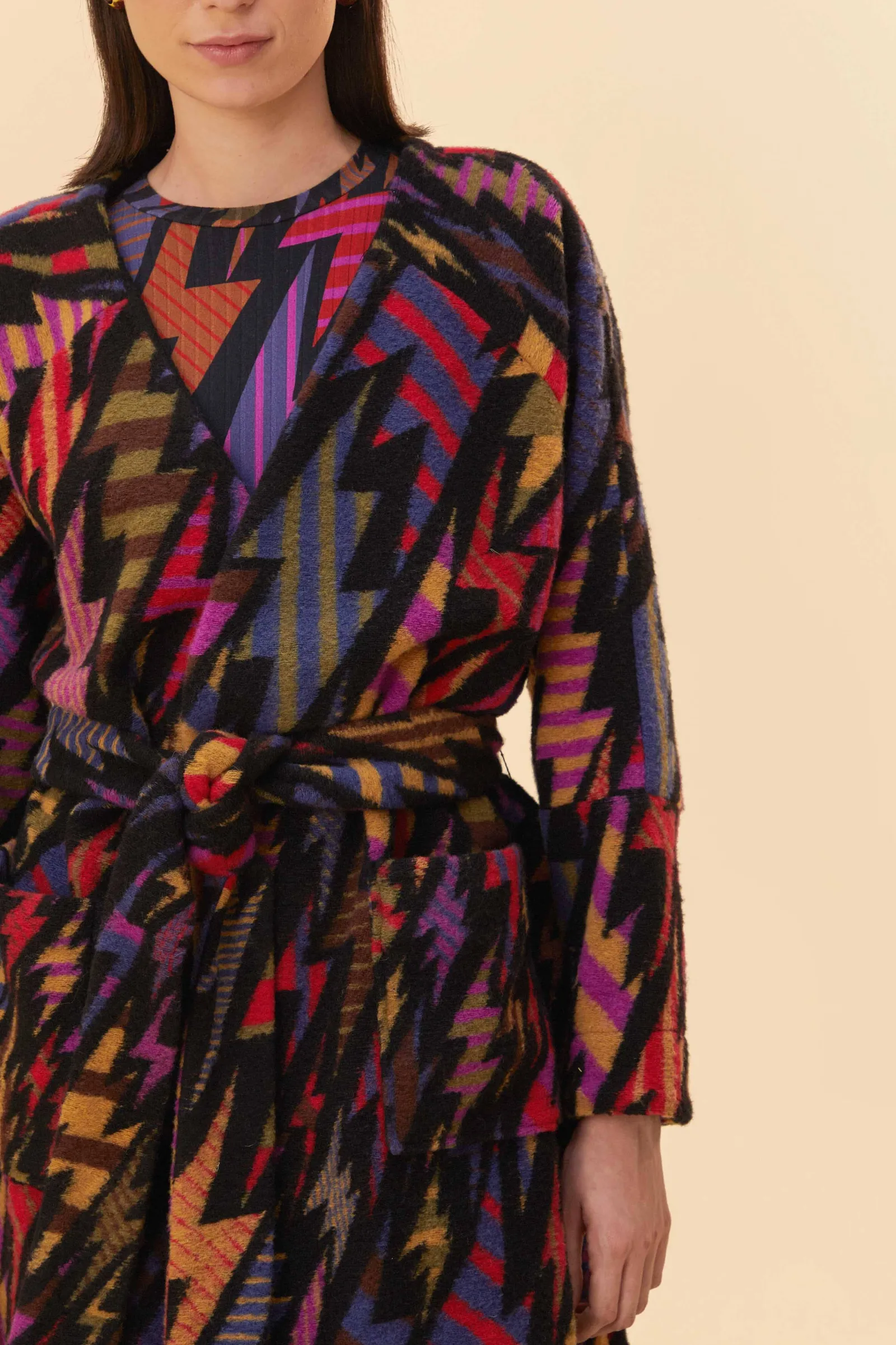 BLACK LIGHTNING MAXI FLEECE CARDIGAN