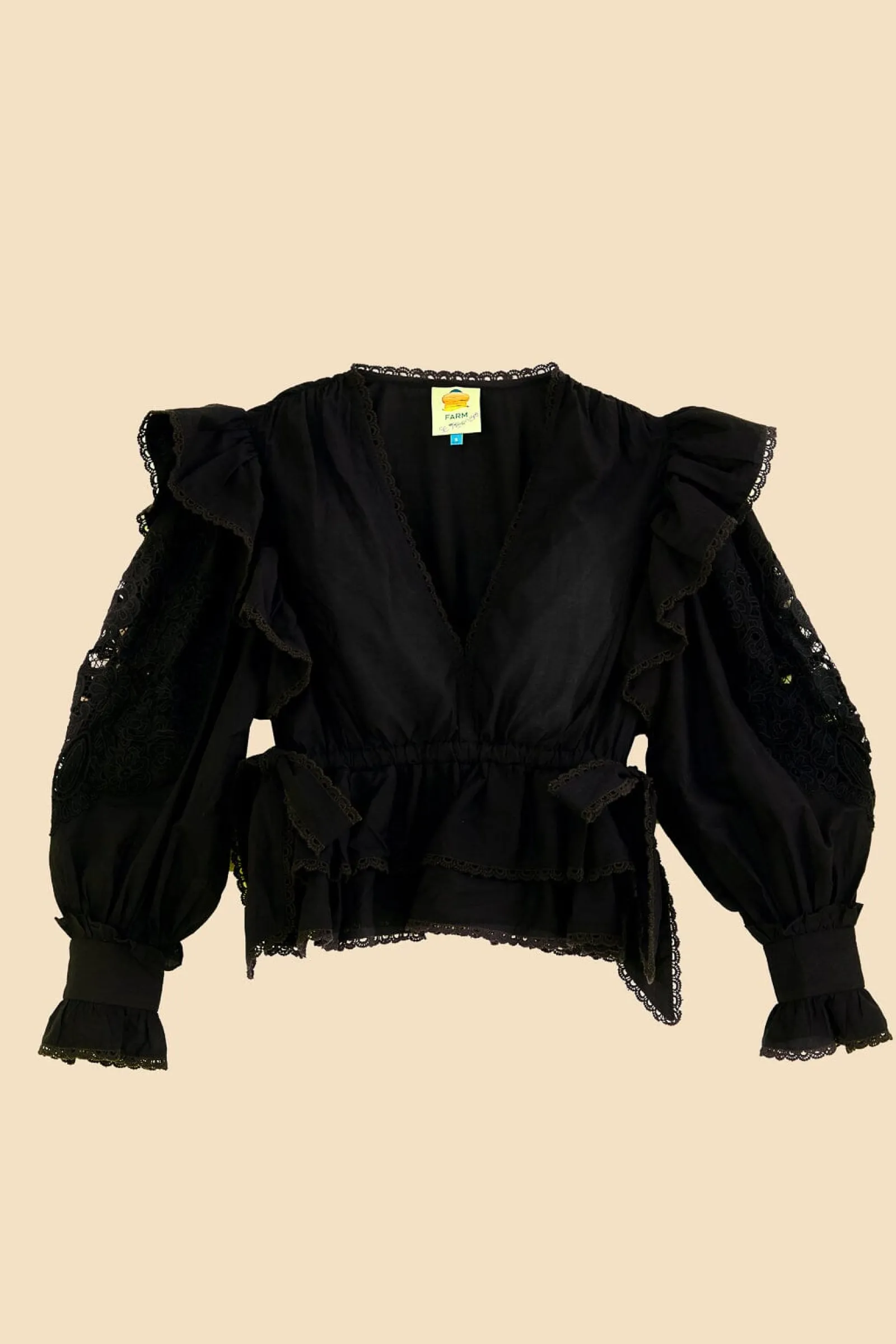 BLACK LONG SLEEVE V NECKLINE BLOUSE