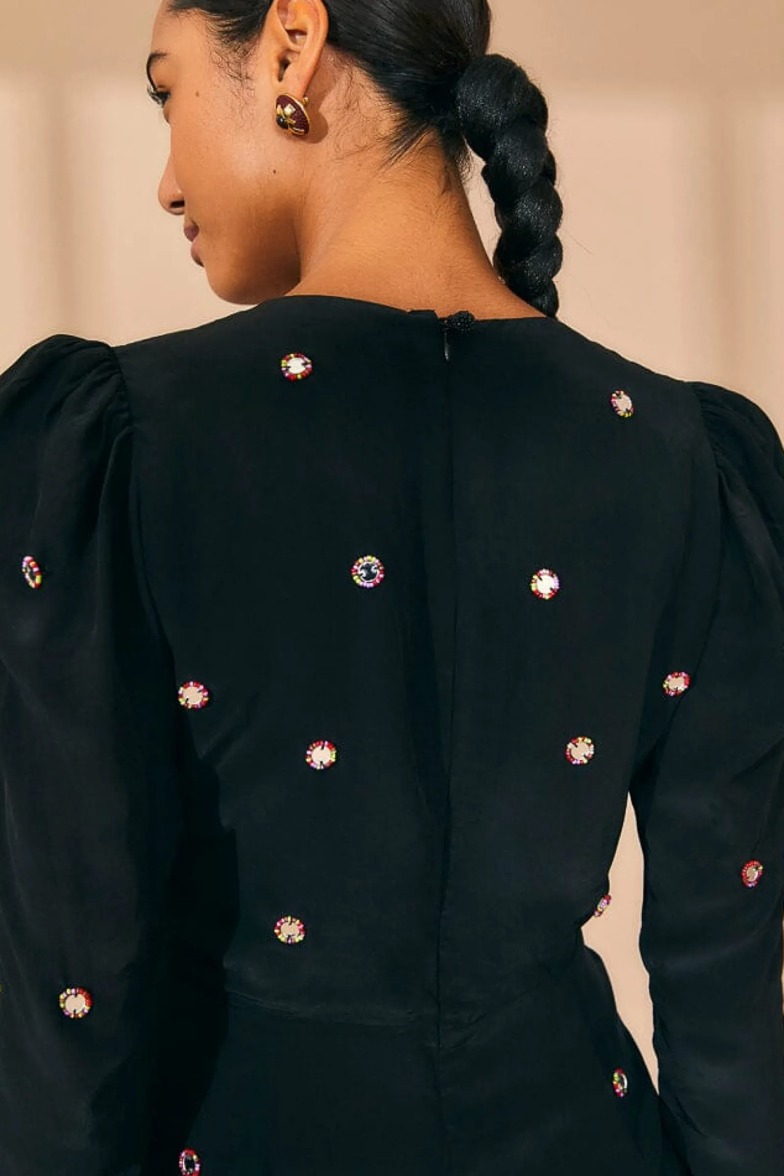 BLACK MIRROR EMBROIDERED JUMPSUIT