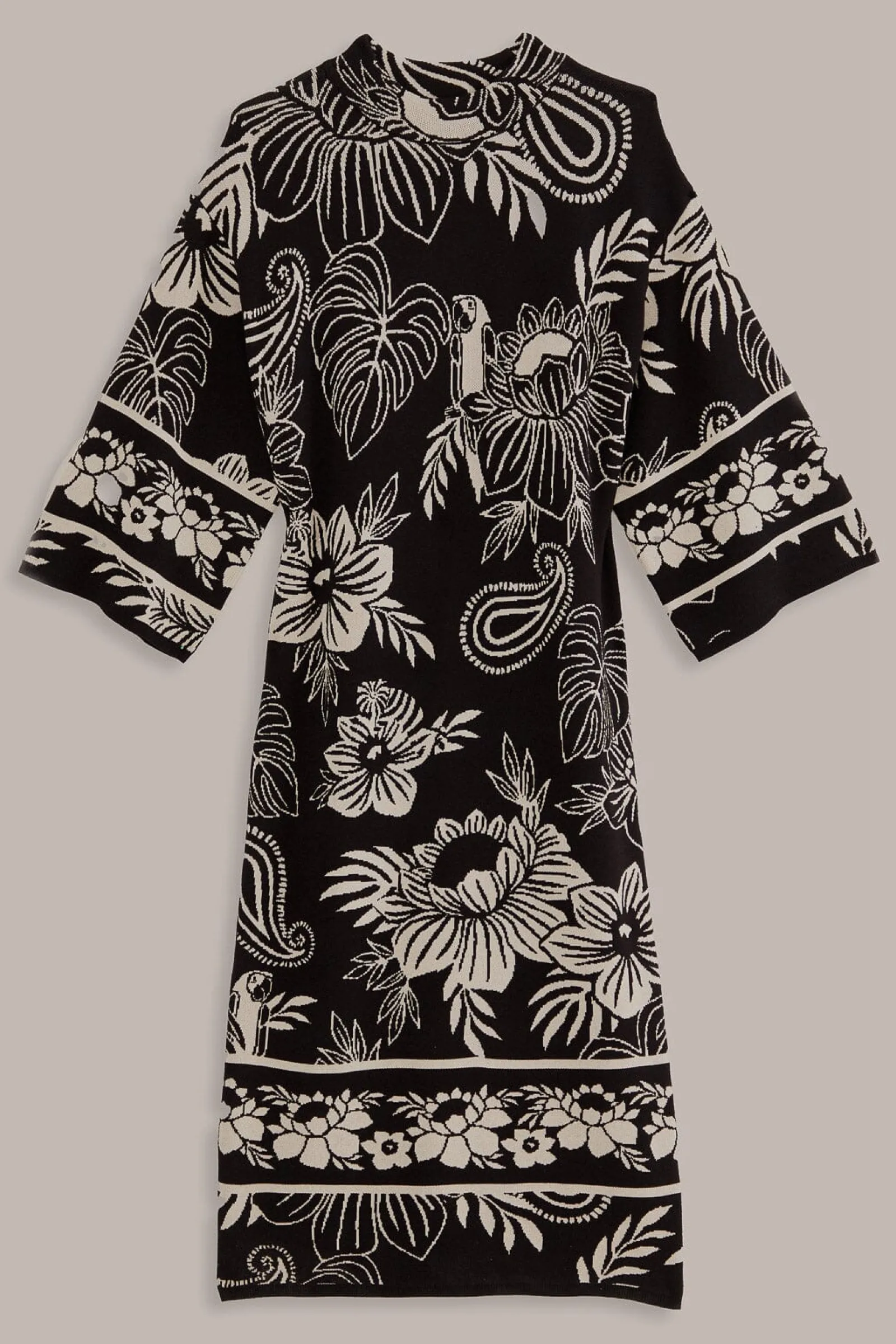 BLACK PAISLEY BLOOM KNIT DRESS