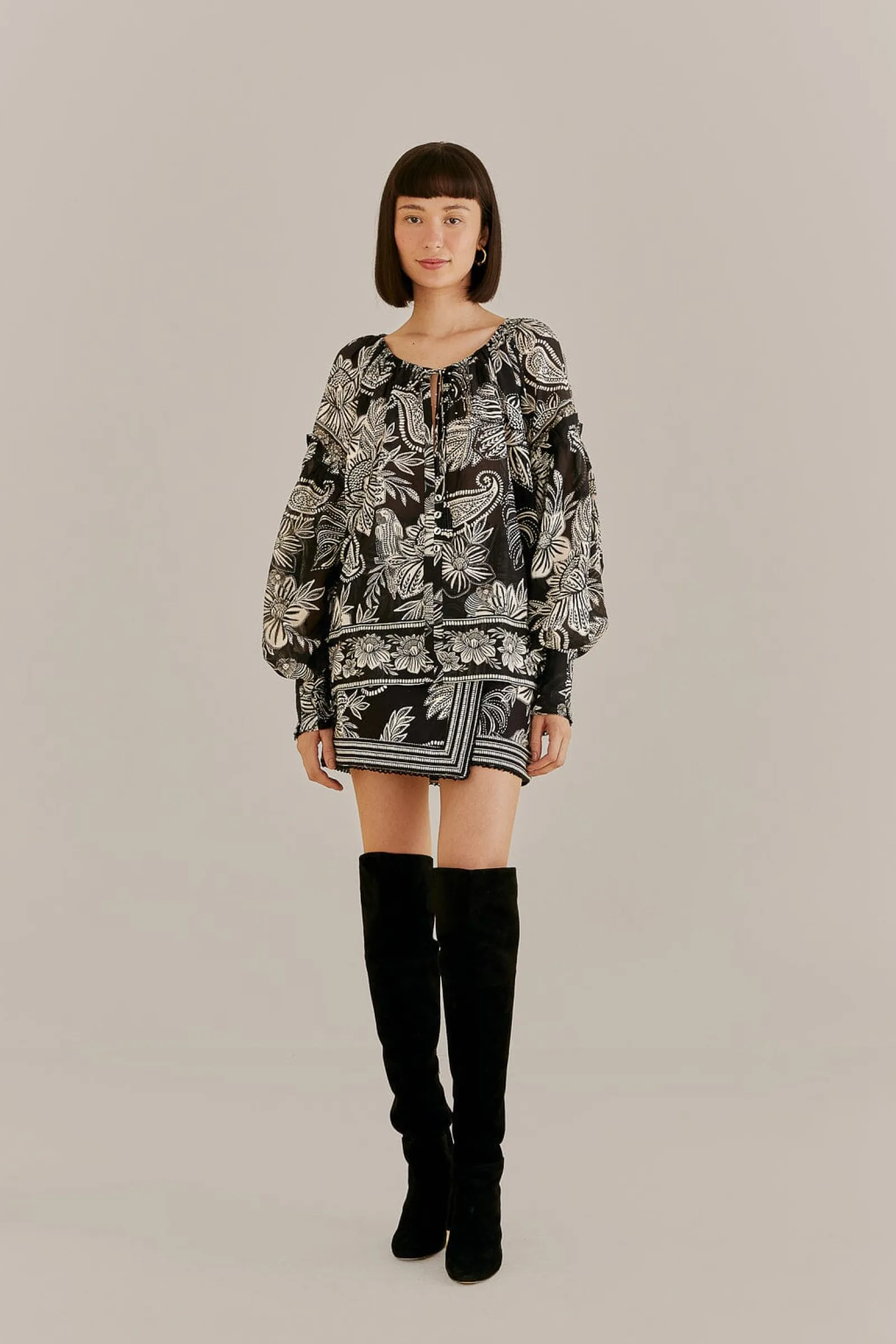  BLACK PAISLEY BLOOM MINI SKIRT