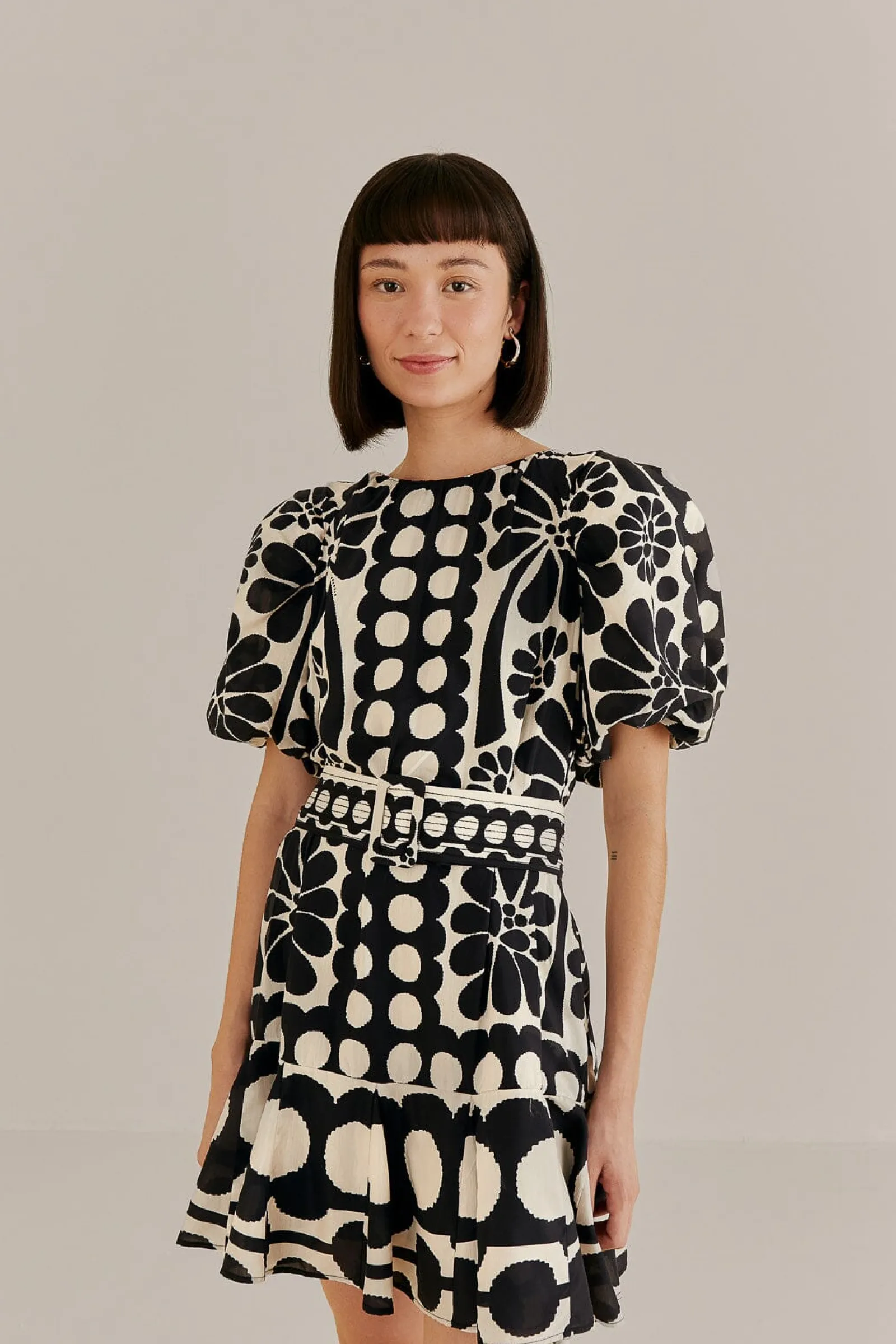  BLACK PALERMO PUFF SLEEVE MINI DRESS