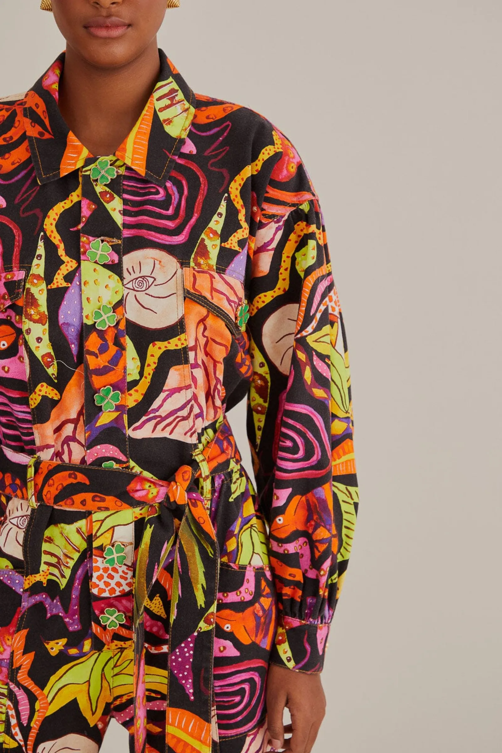 BLACK PSYCHEDELIC GARDEN JUMPSUIT