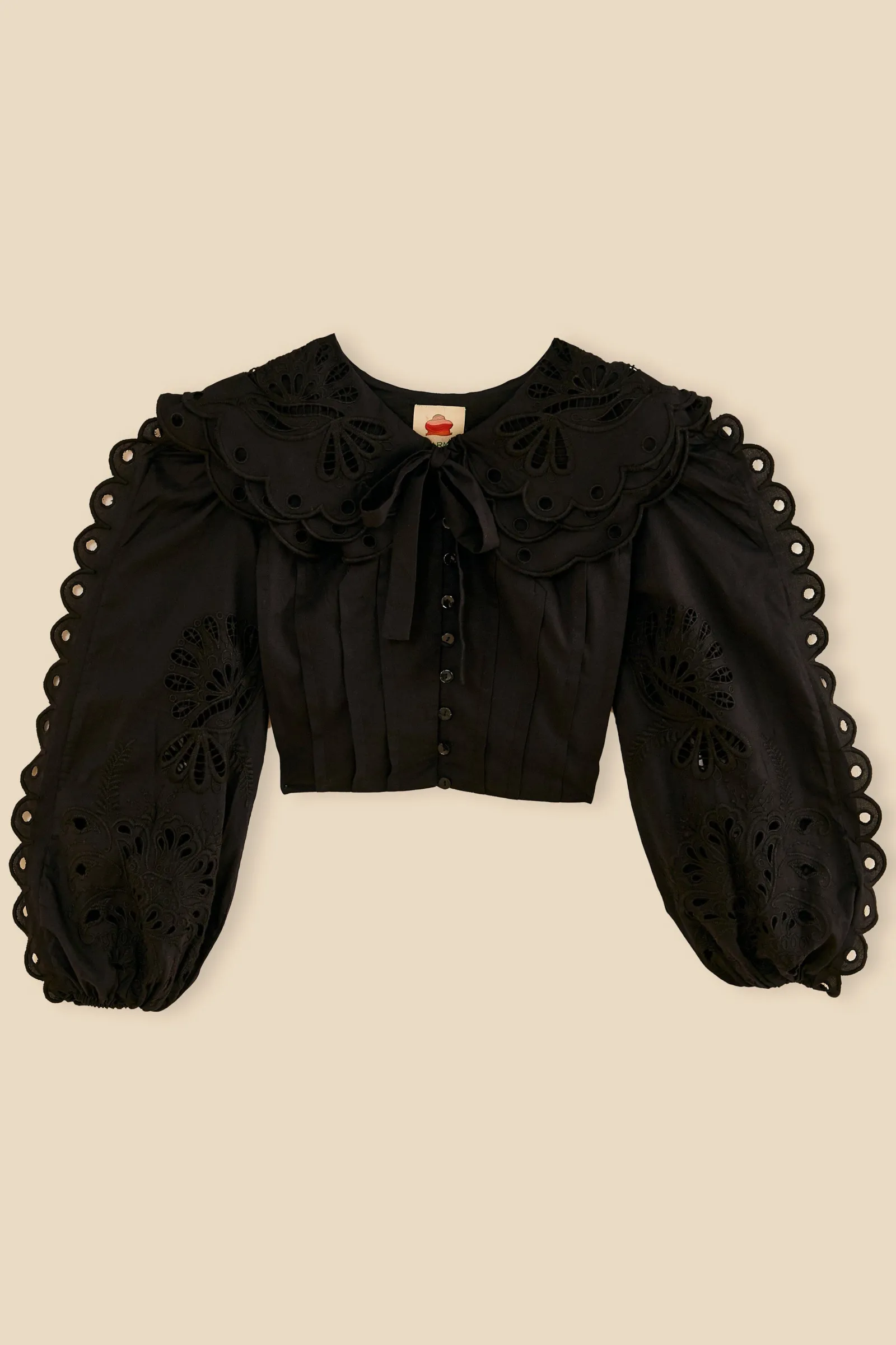 BLACK RICHELIEU BIG COLLAR BLOUSE