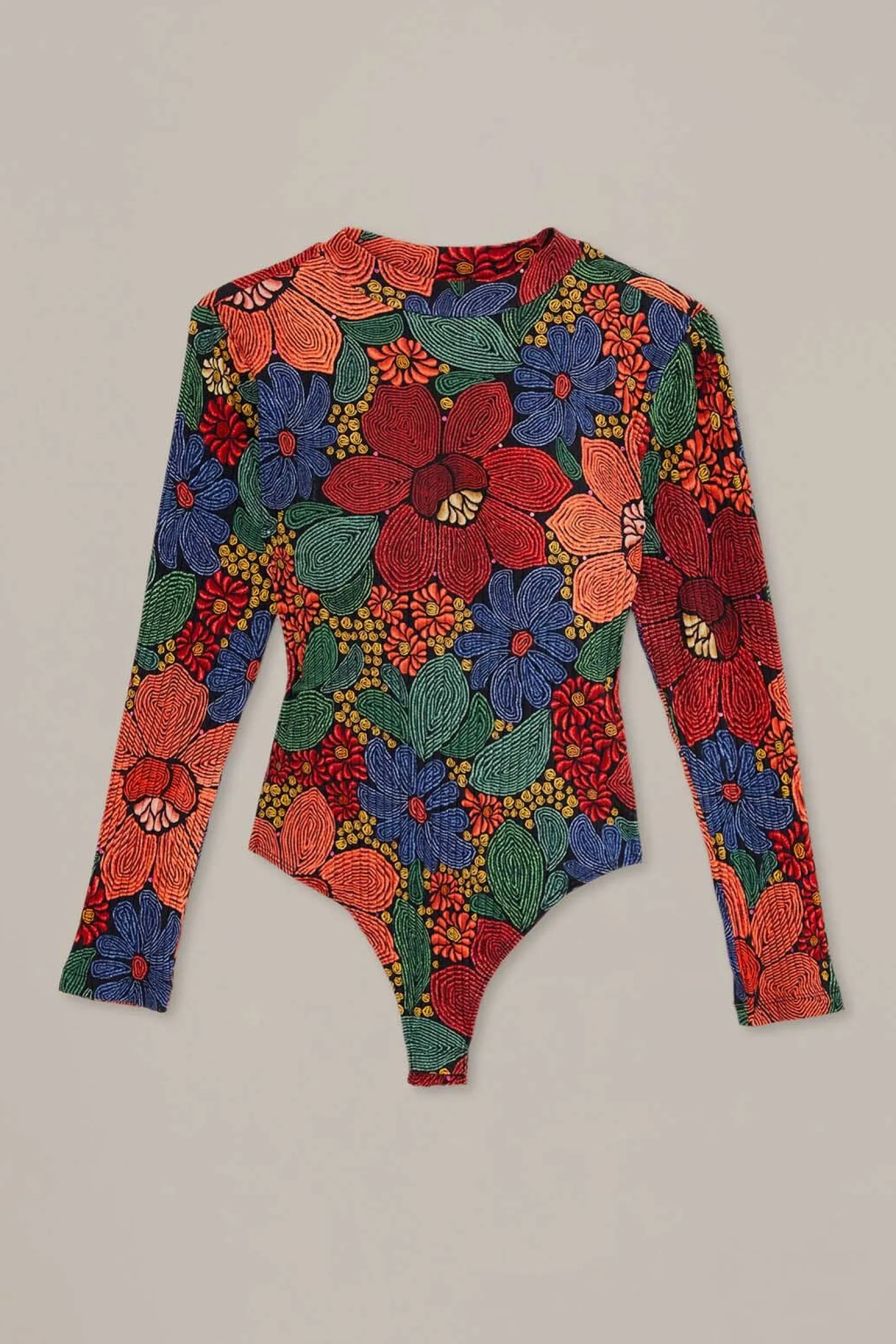 BLACK STITCHED FLOWERS ORGANIC COTTON BODYSUIT