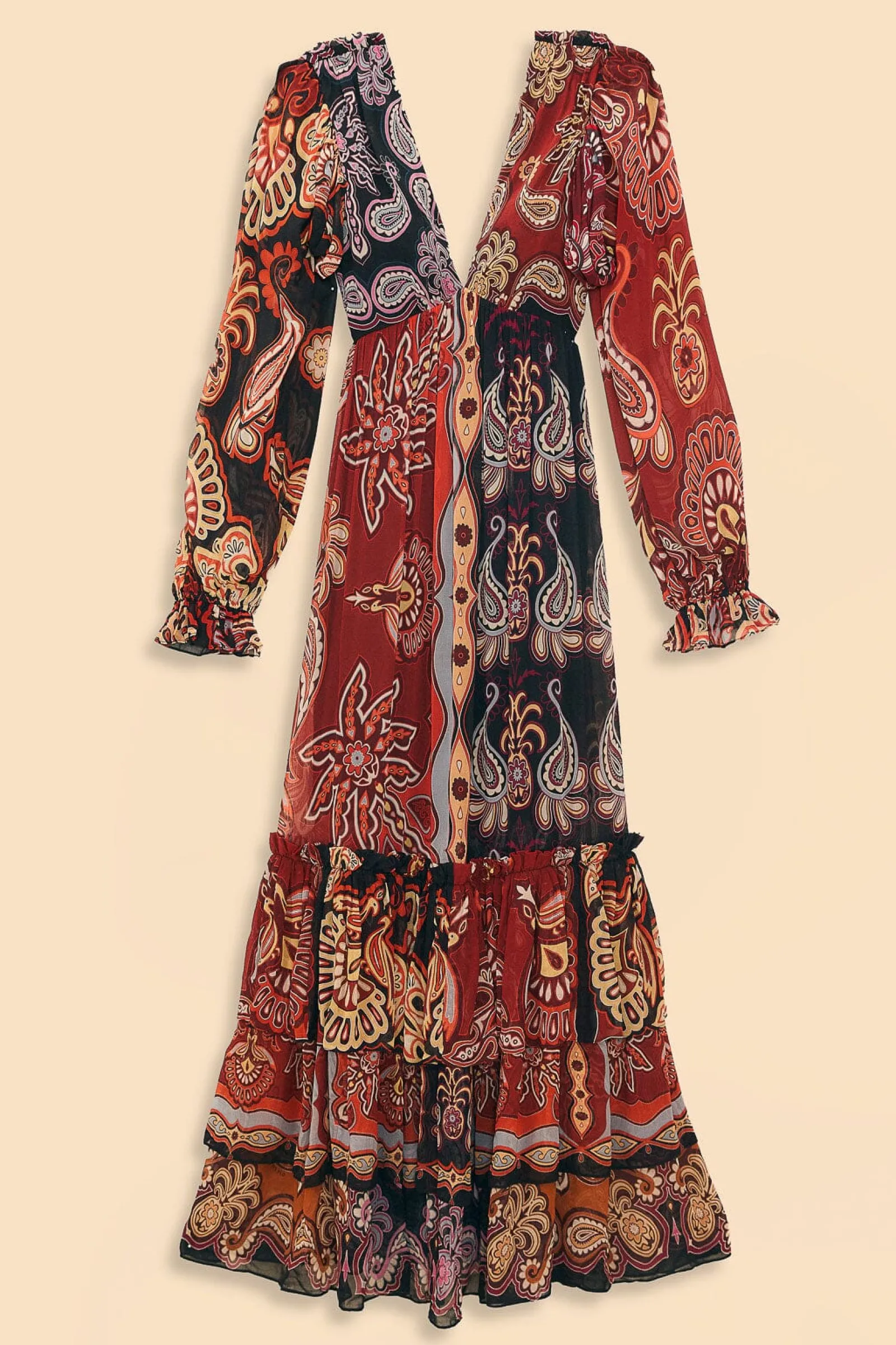 BLACK SWEET MERMAIDS V NECK MAXI DRESS