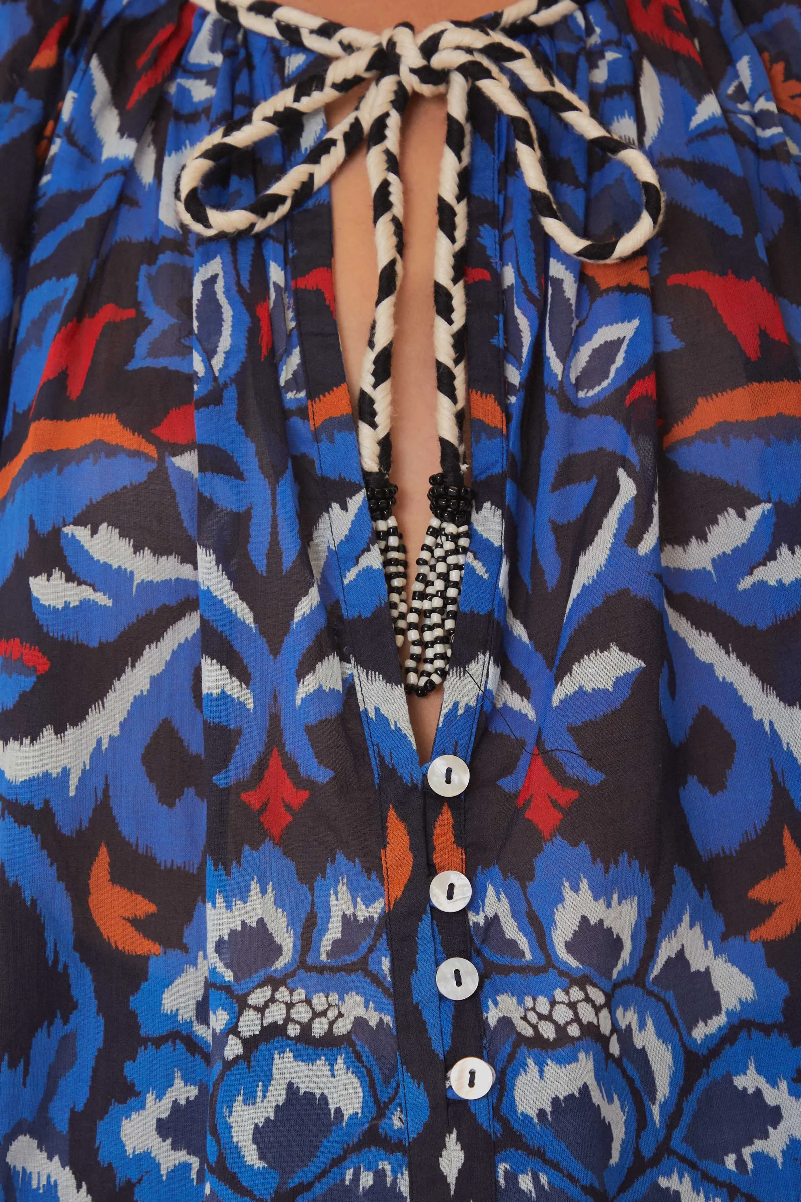 BLACK TOUCANS SCARF BLOUSE