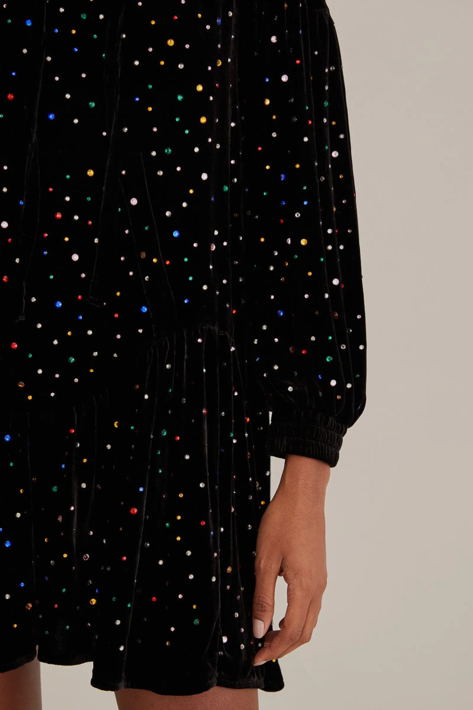 BLACK VELVET LONG SLEEVE MINI DRESS