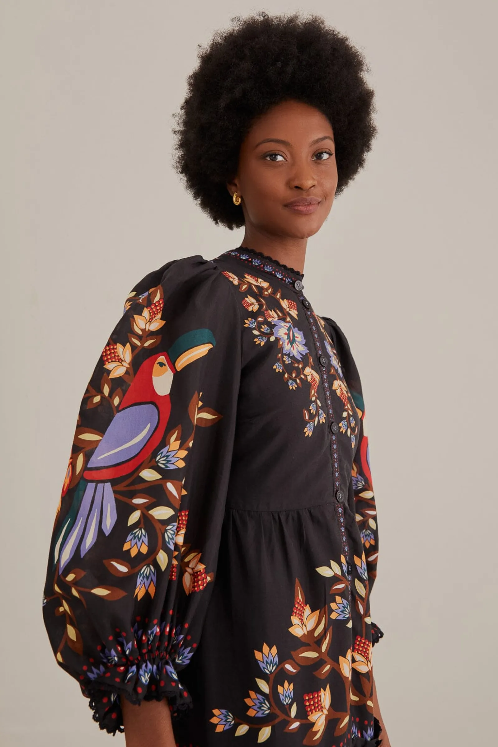 BLACK WINTER GARDEN LONG SLEEVE MAXI DRESS