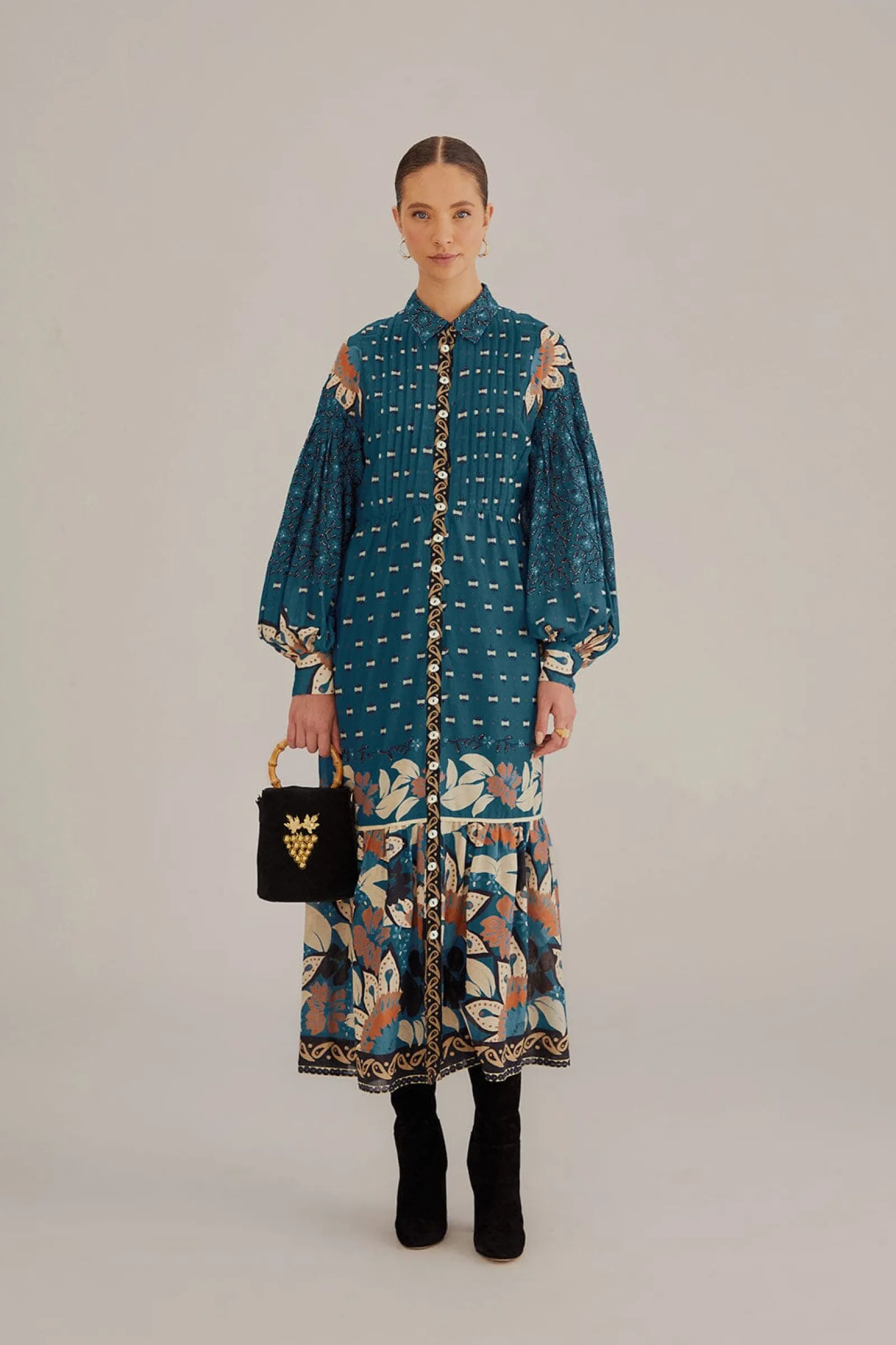  BLUE AINIKA CHILL MAXI SHIRTDRESS