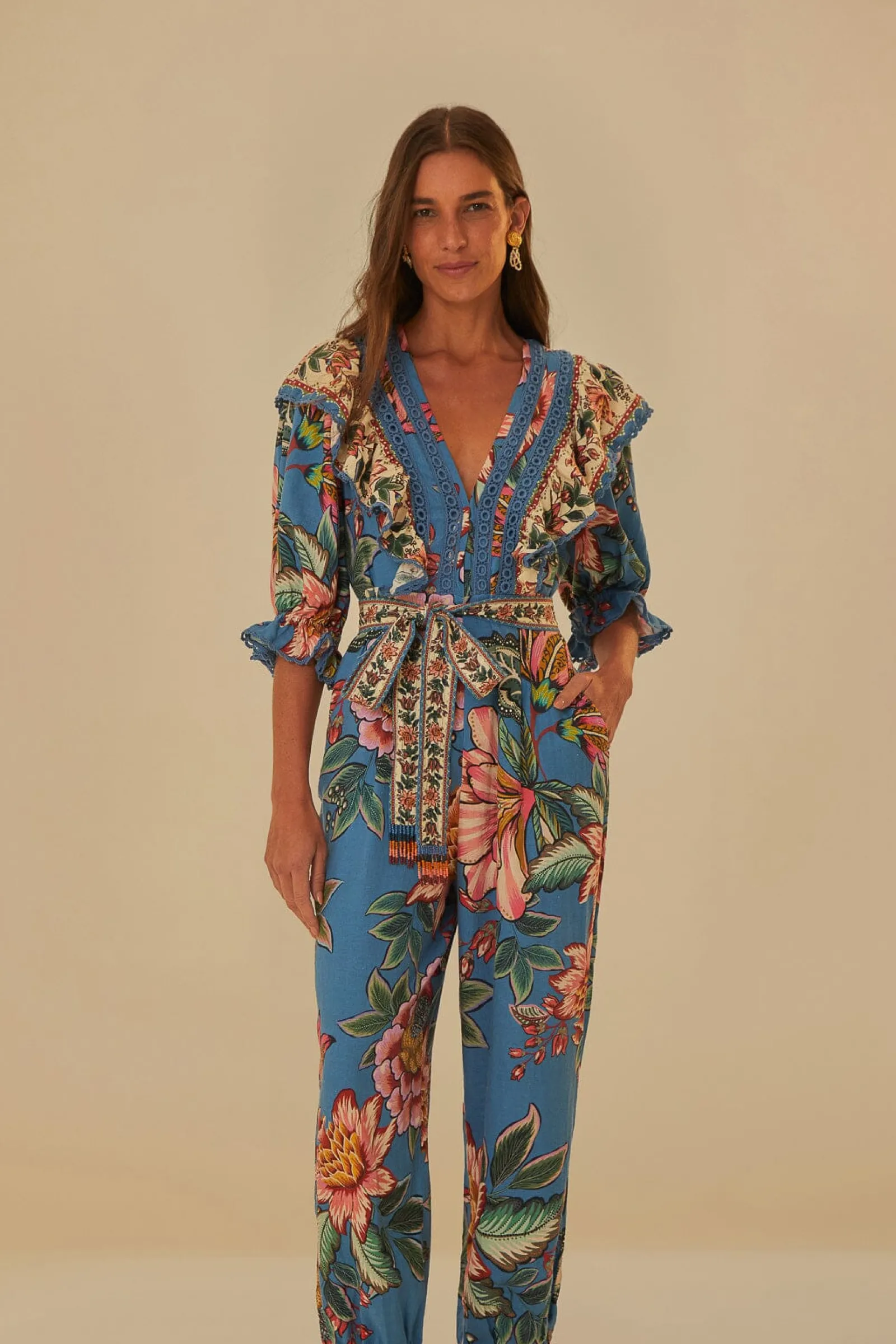 BLUE WONDERFUL BOUQUET LENZING™ ECOVERO™ EUROFLAX™ JUMPSUIT