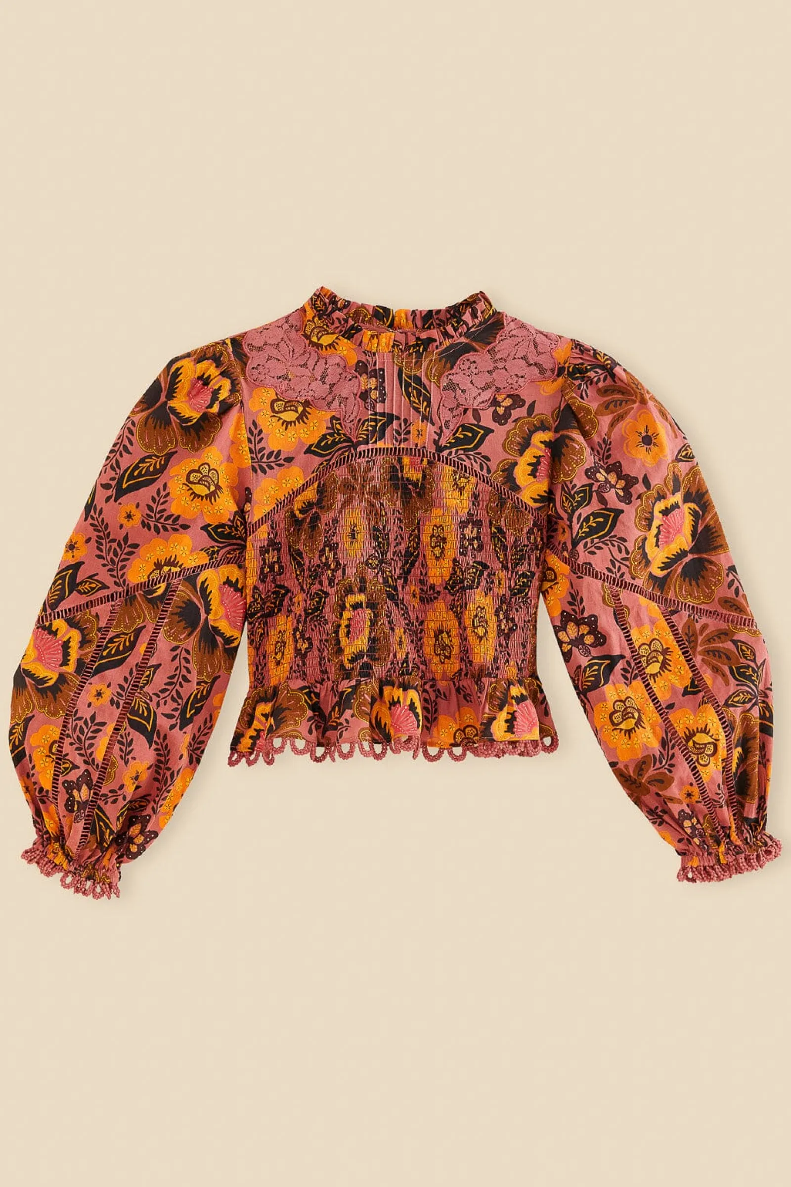 BLUSH GARDEN BLOOM SMOCKED BLOUSE