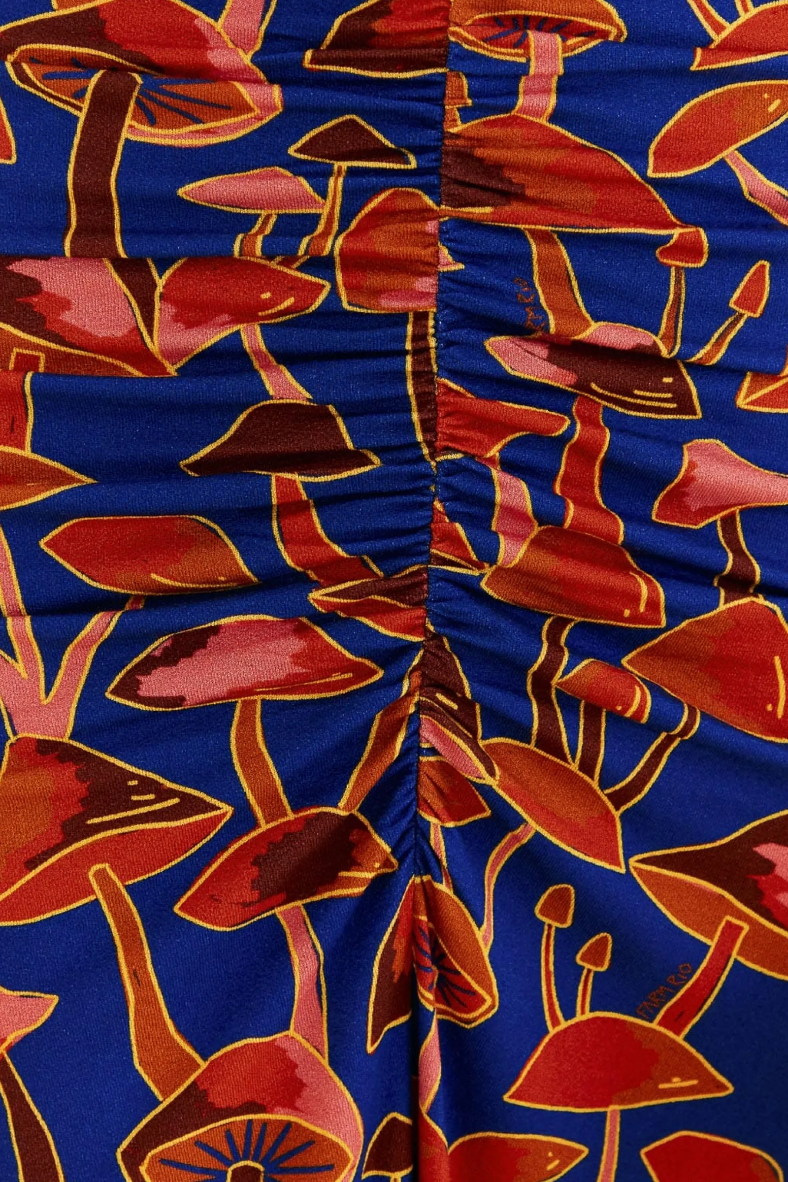 BRIGHT BLUE MUSHROOM SKETCH LENZING™ ECOVERO™ VISCOSE MIDI DRESS