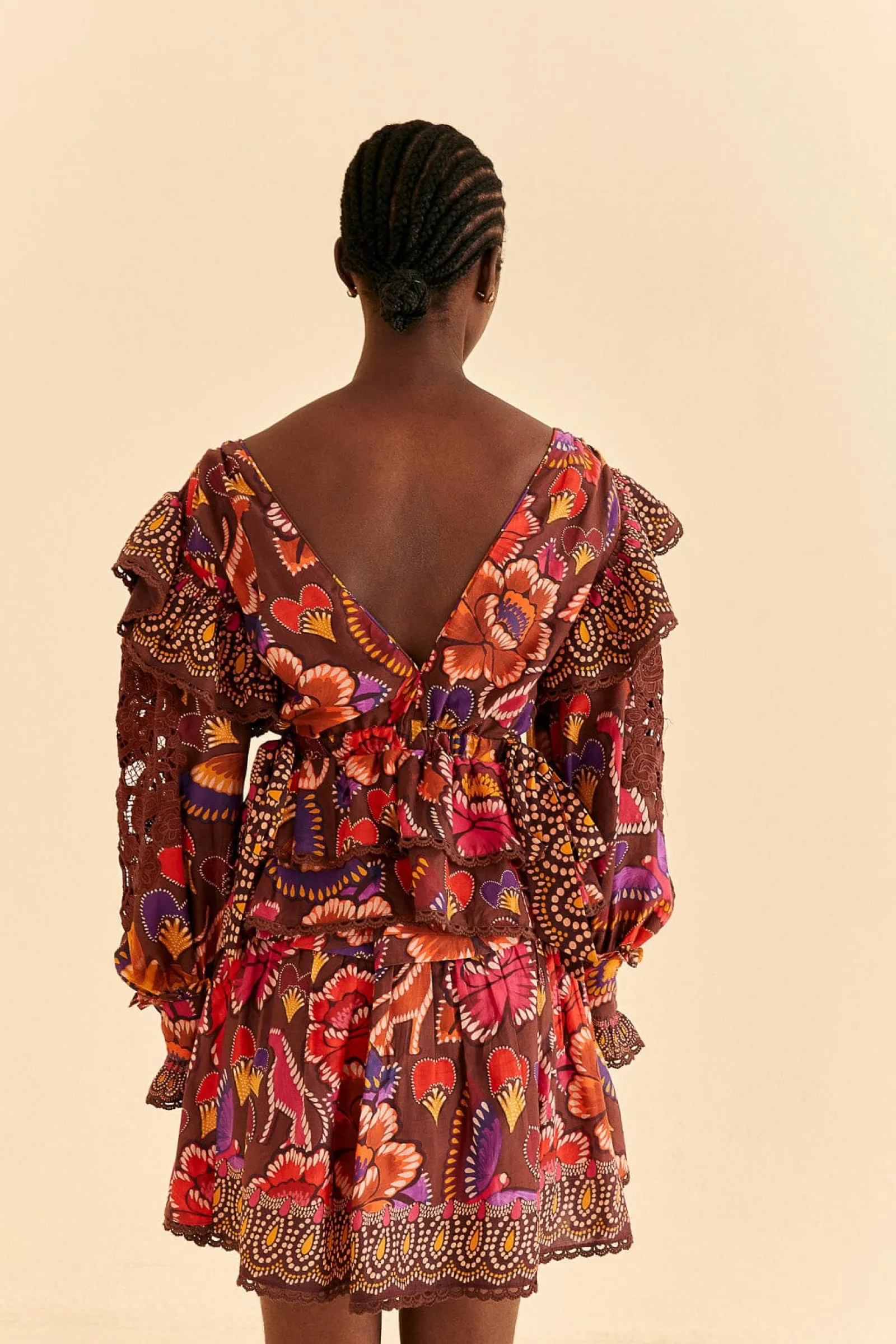 BROWN BRIGHT FLORA BLOUSE