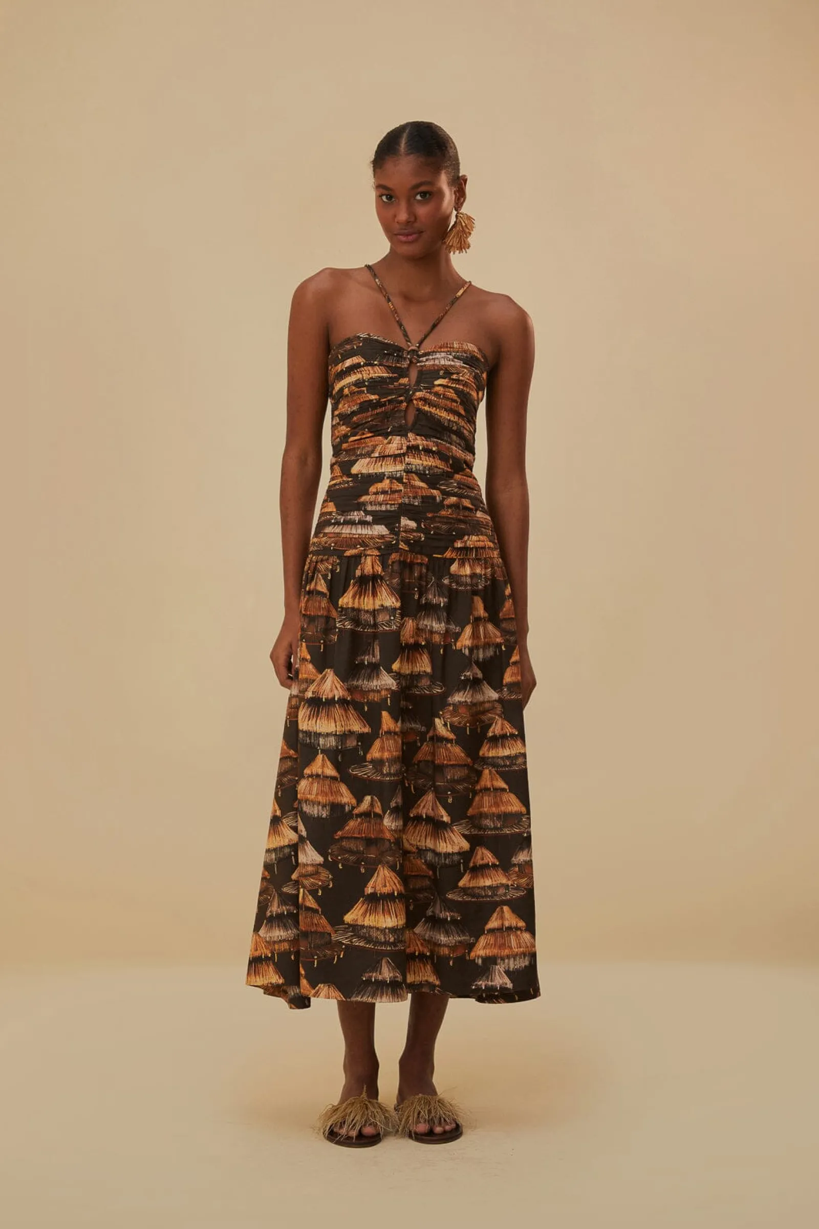  BROWN SHUHU MAXI DRESS SLEEVELESS