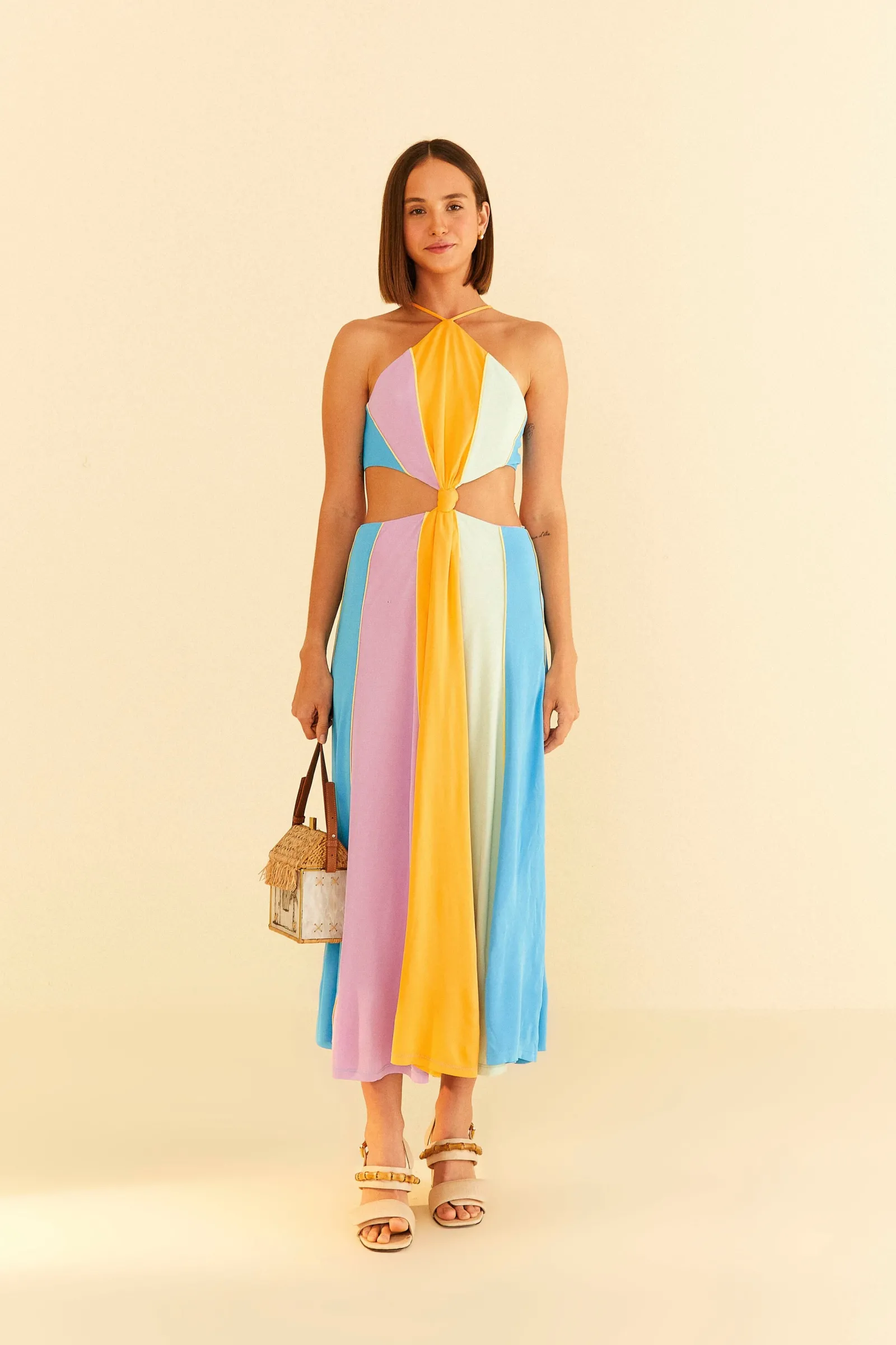  COLOR BLOCKING SLEEVELESS MAXI DRESS