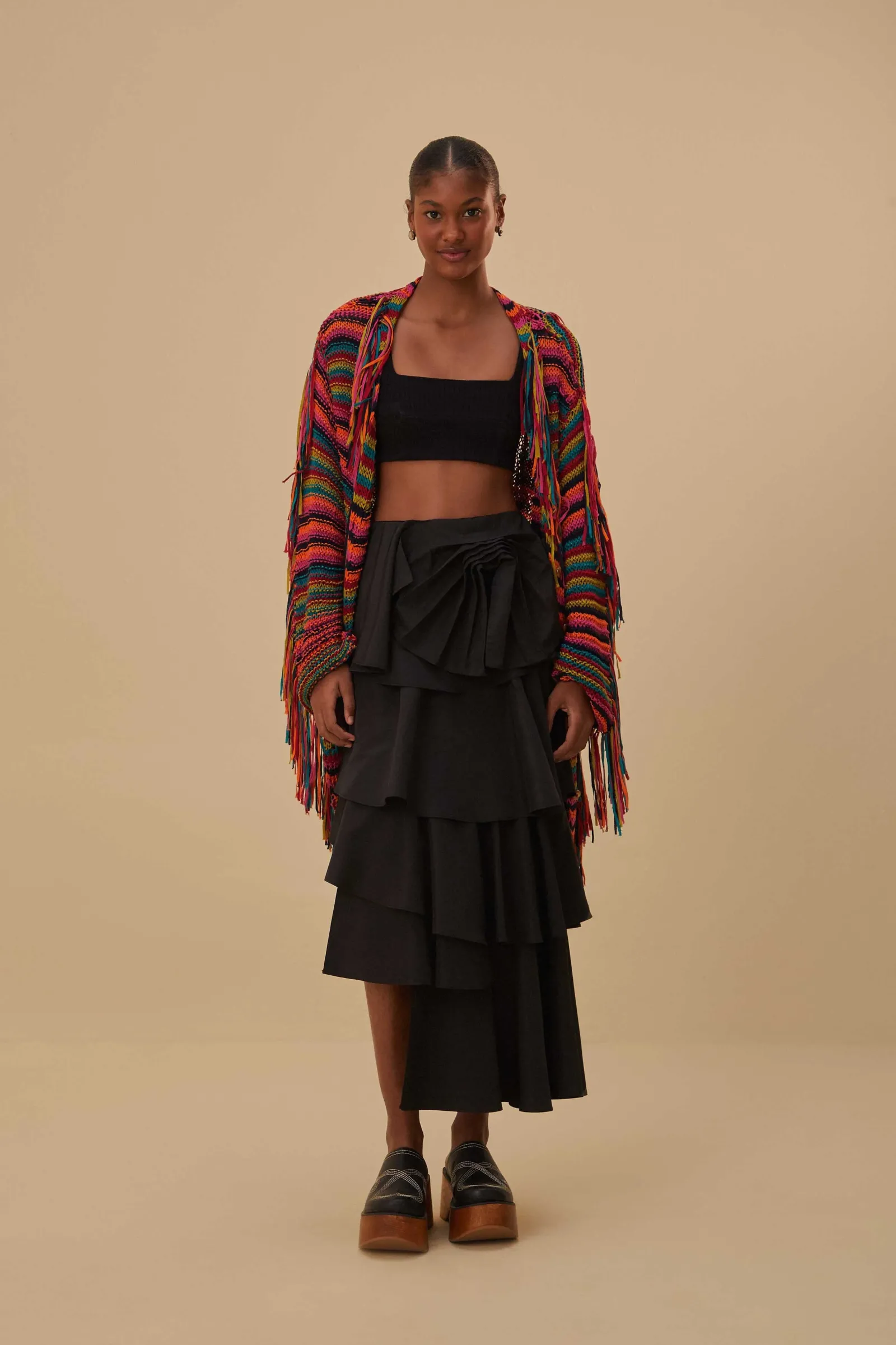  COLORFUL STRIPES KNIT CARDIGAN