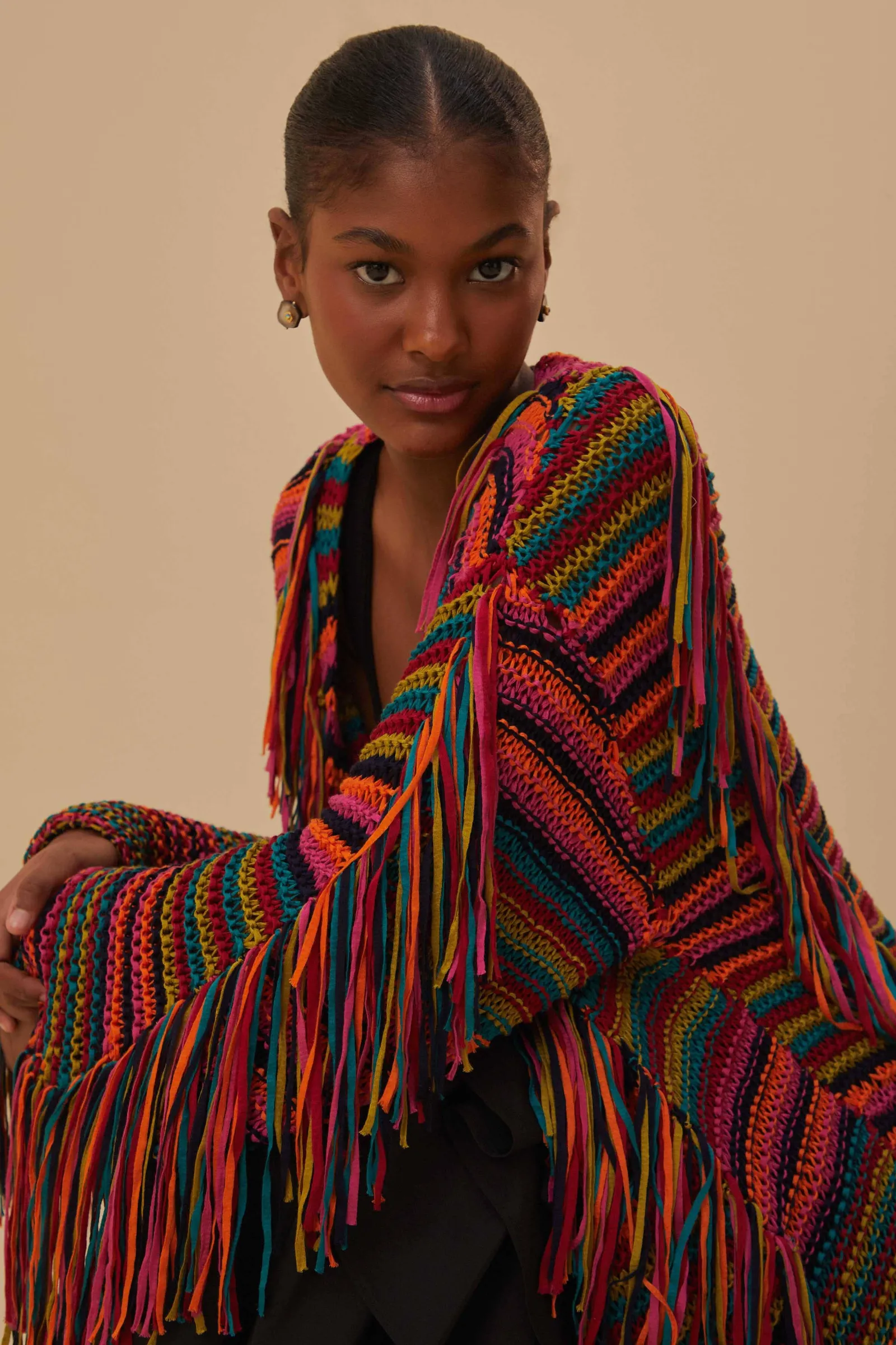  COLORFUL STRIPES KNIT CARDIGAN