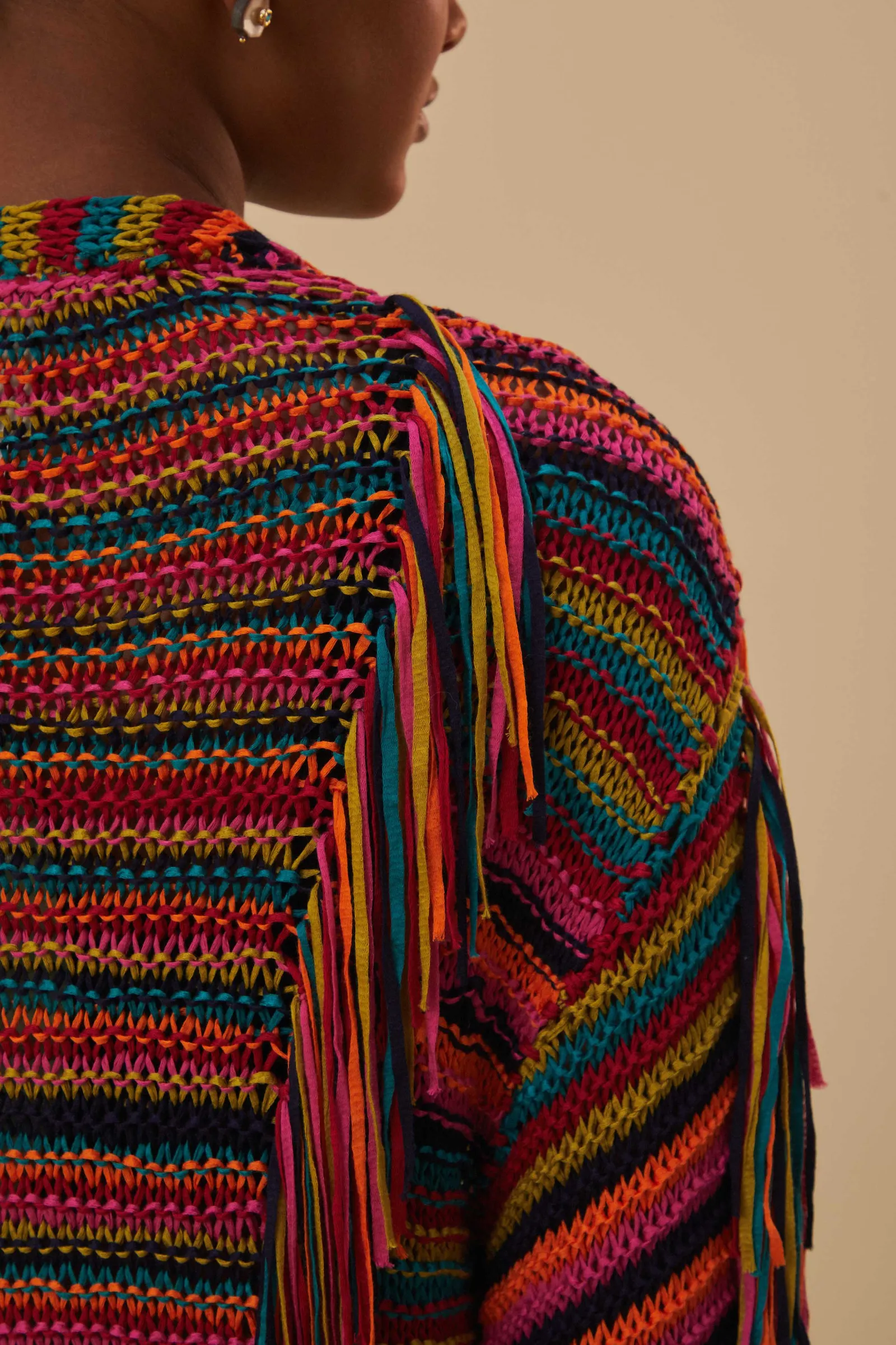 COLORFUL STRIPES KNIT CARDIGAN