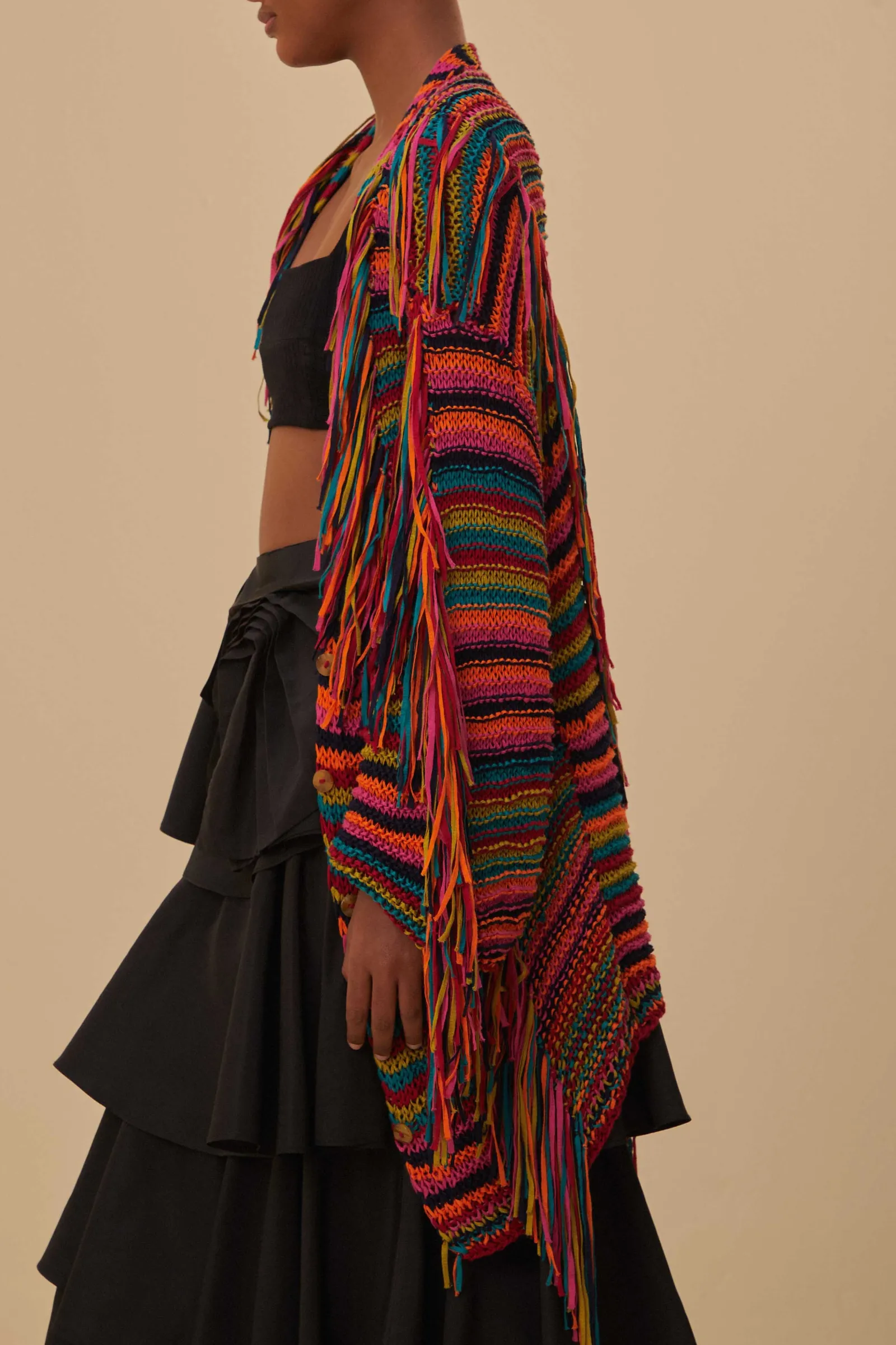  COLORFUL STRIPES KNIT CARDIGAN