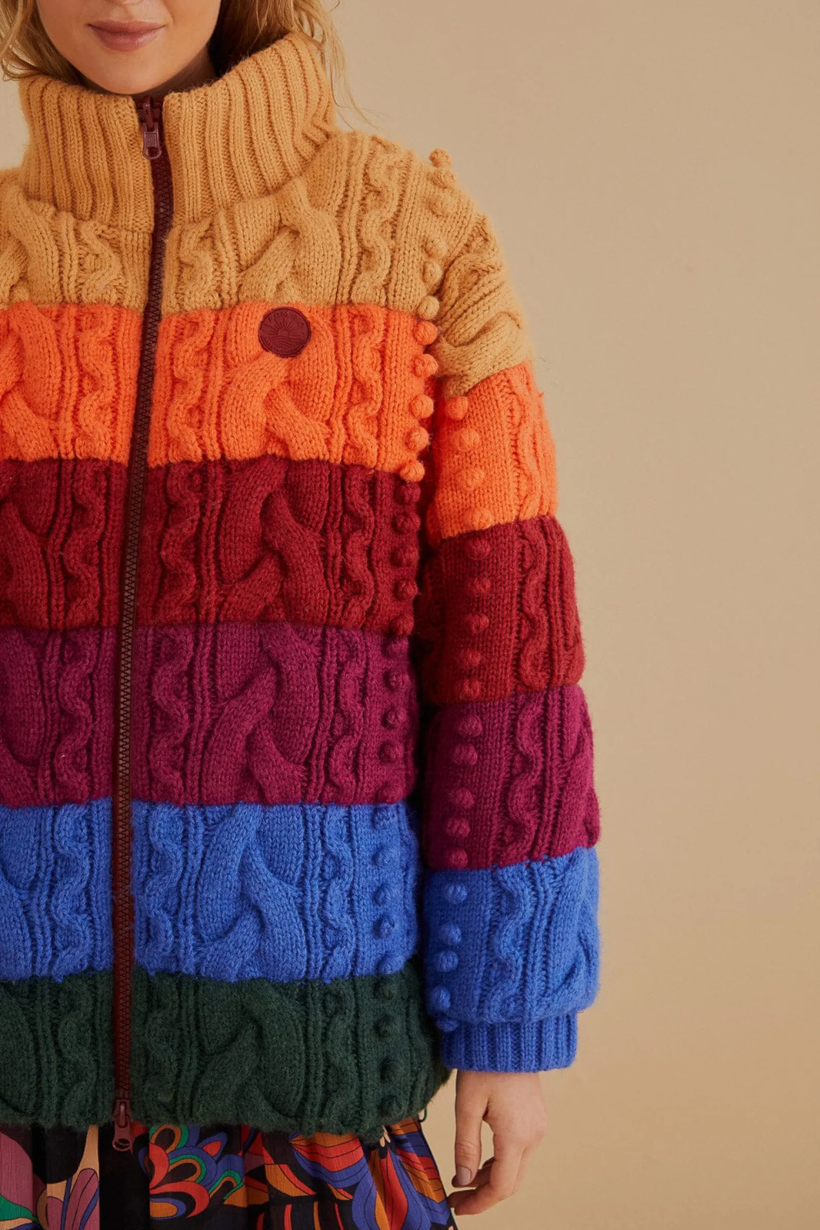  COLORFUL STRIPES KNIT REVERSIBLE PUFFER JACKET