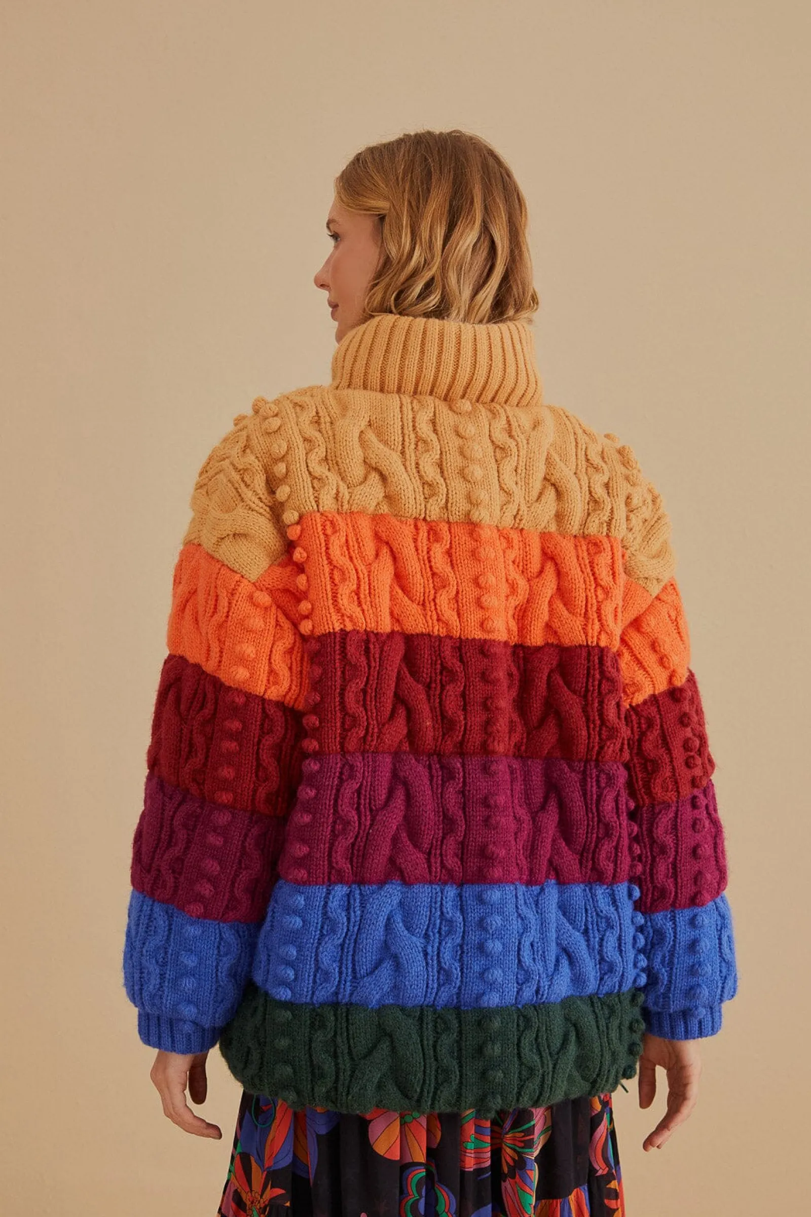  COLORFUL STRIPES KNIT REVERSIBLE PUFFER JACKET