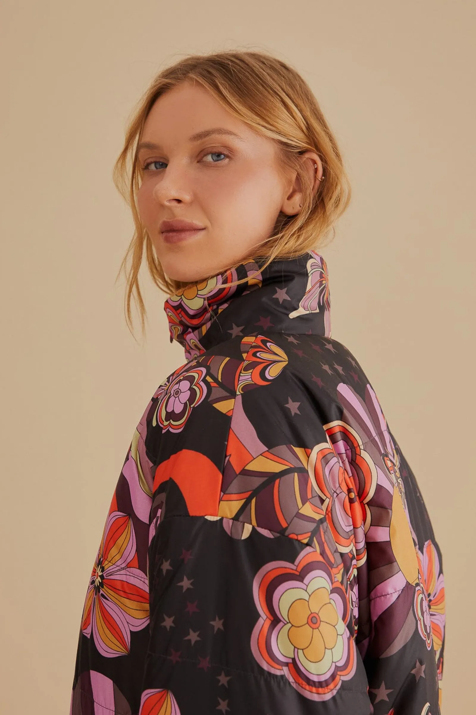  COLORFUL STRIPES KNIT REVERSIBLE PUFFER JACKET