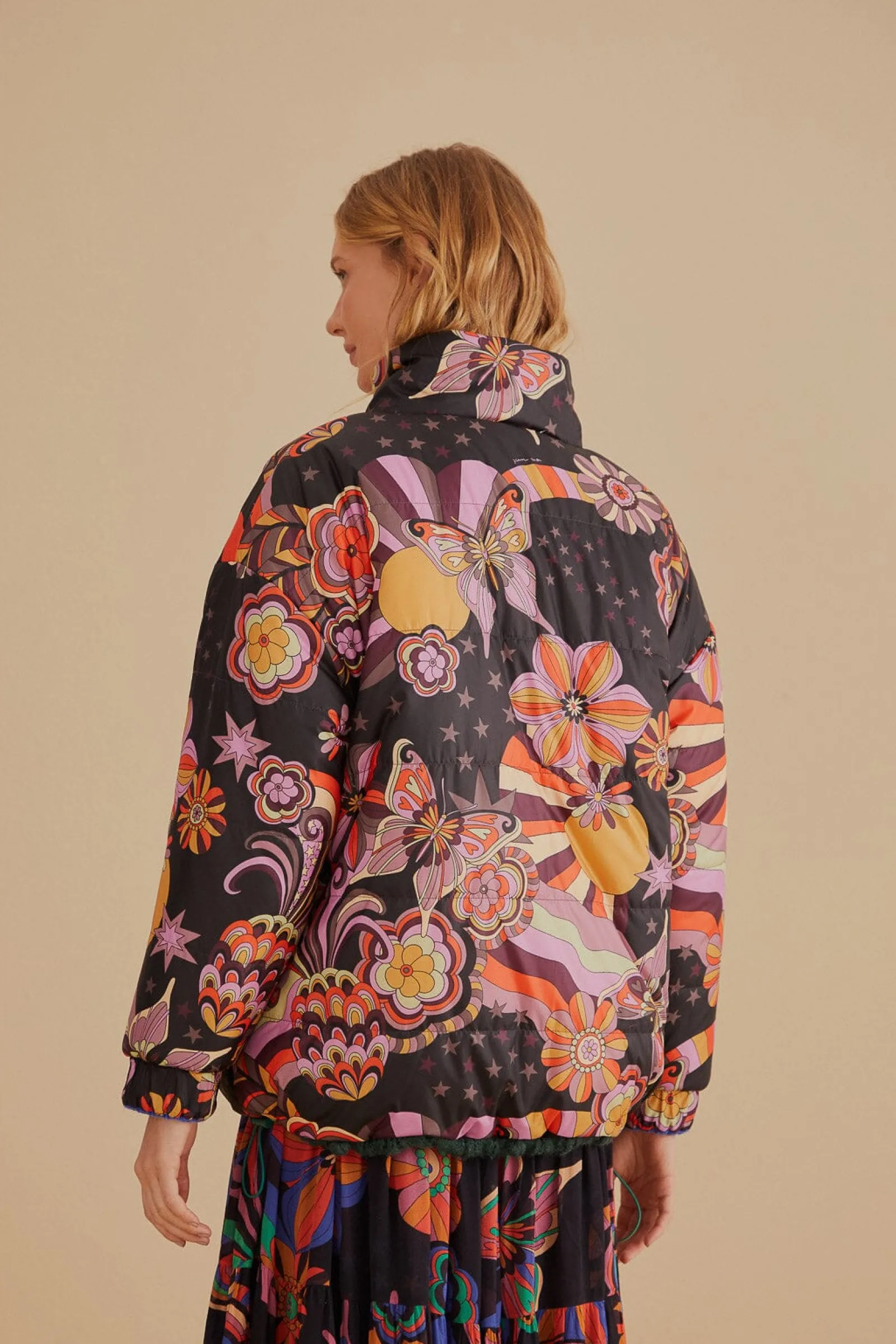  COLORFUL STRIPES KNIT REVERSIBLE PUFFER JACKET