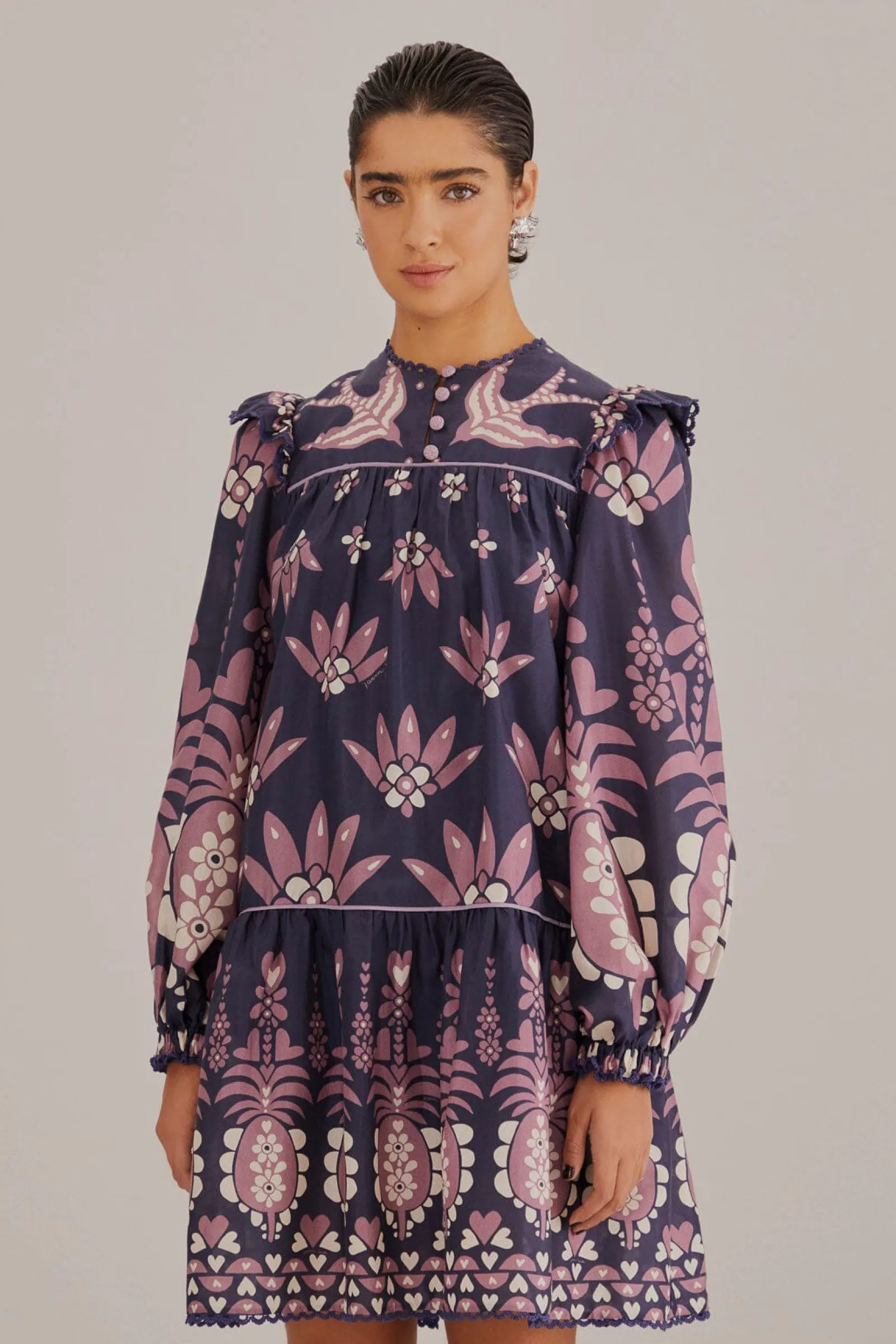  DARK BLUE AINIKA MARTINA LONG SLEEVE MINI DRESS