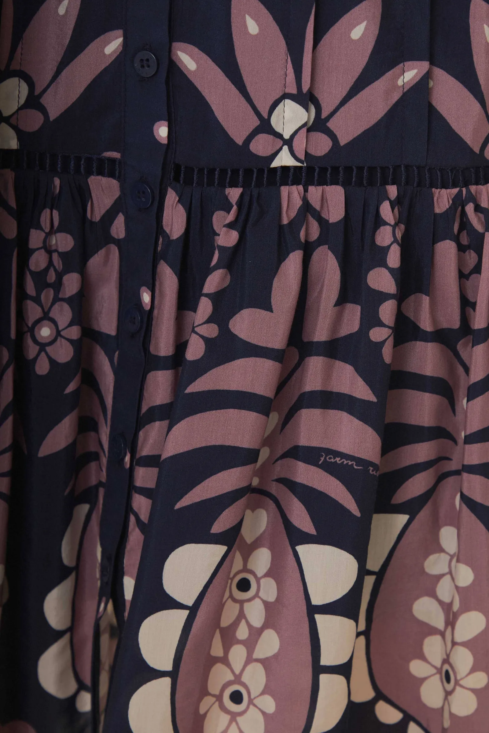 DARK BLUE AINIKA MARTINA LONG SLEEVE MIDI DRESS