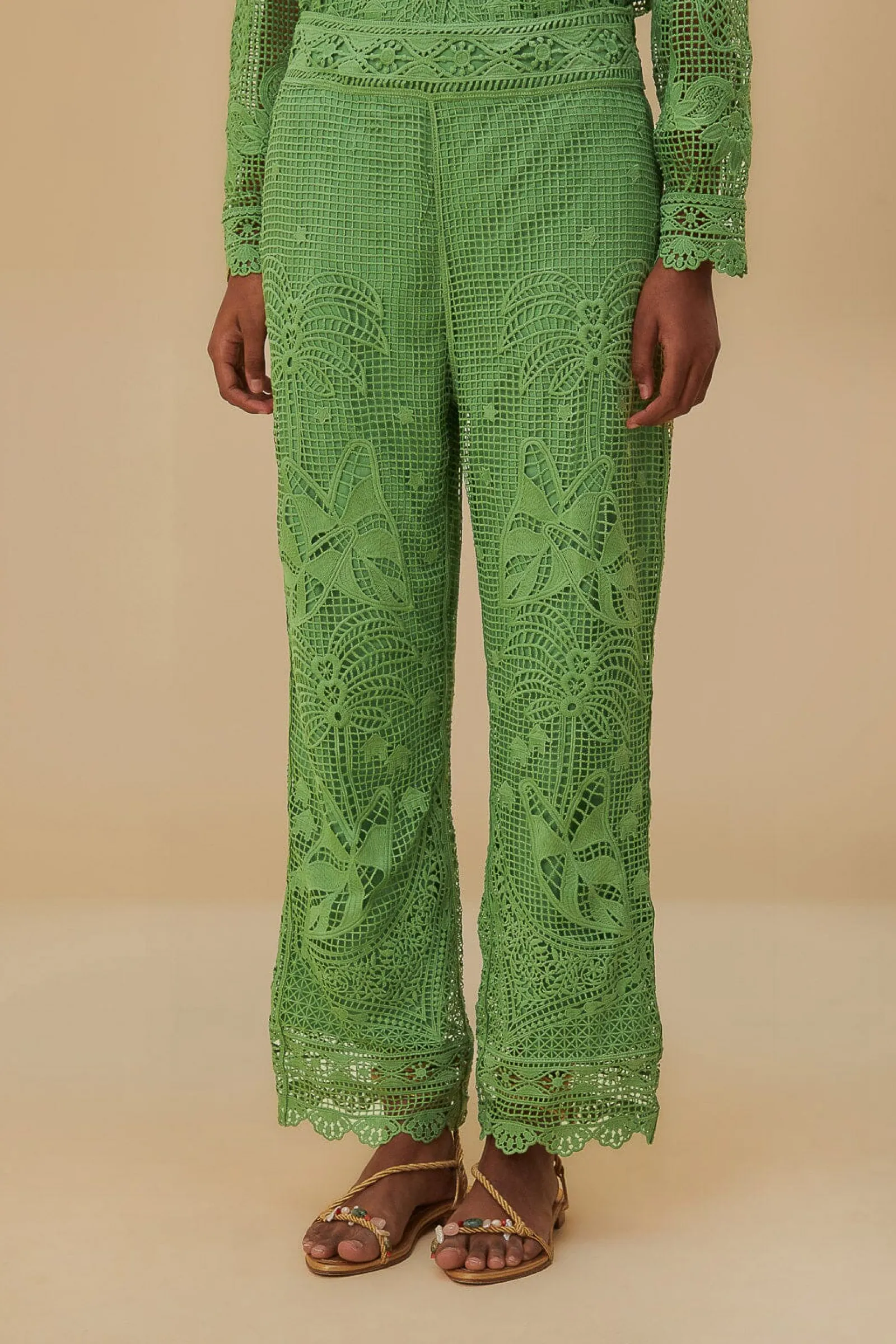 GREEN GUIPIRE PANTS