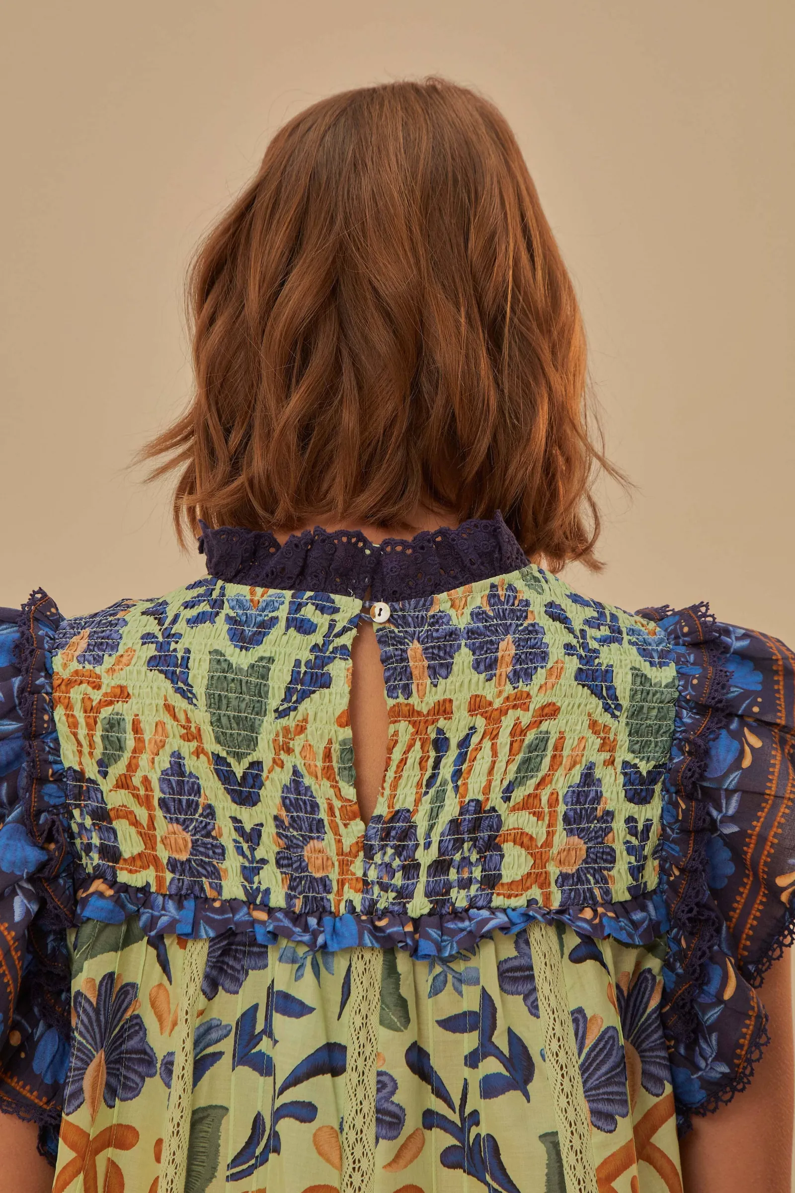 GREEN OCEAN TAPESTRY LACE BLOUSE