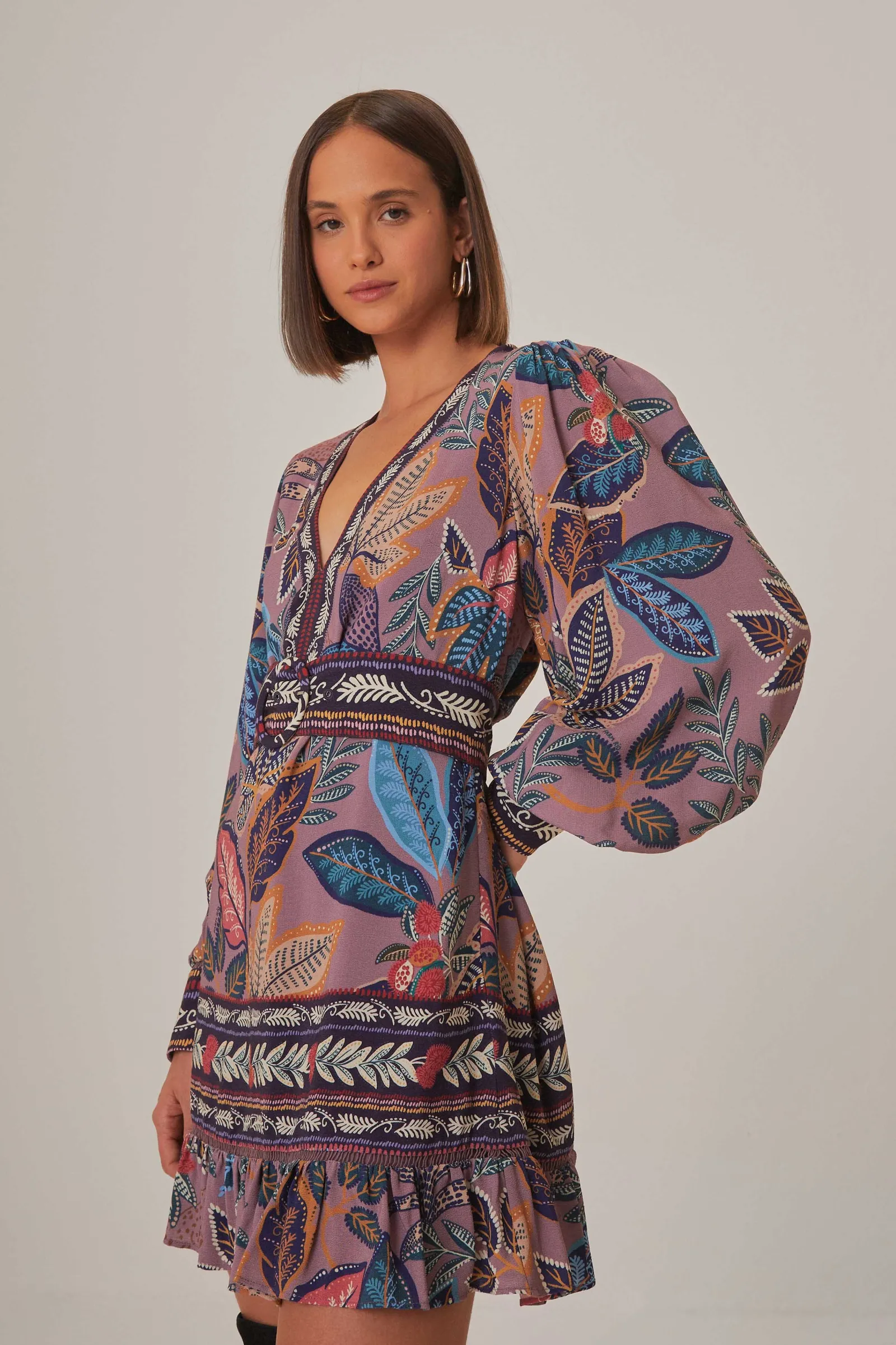  LAVENDER WILD NIGHT LONG SLEEVE MINI DRESS