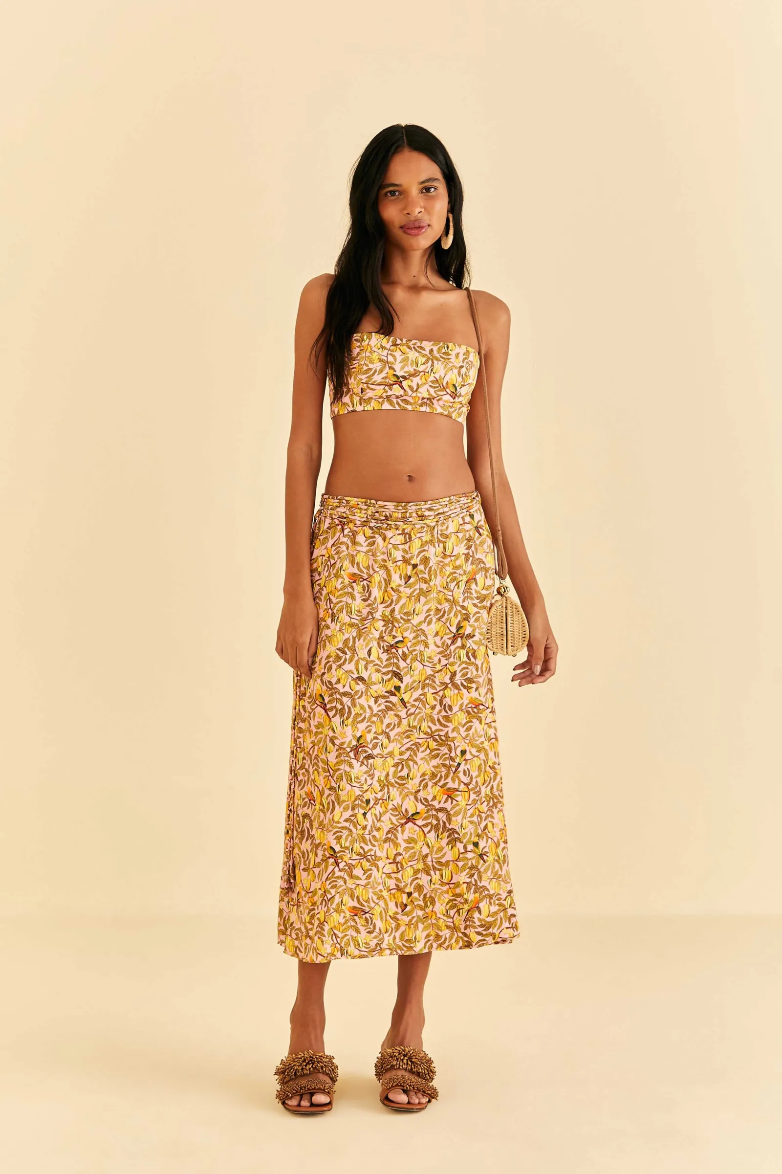  LIGHT PINK STAR FRUIT MIDI SKIRT