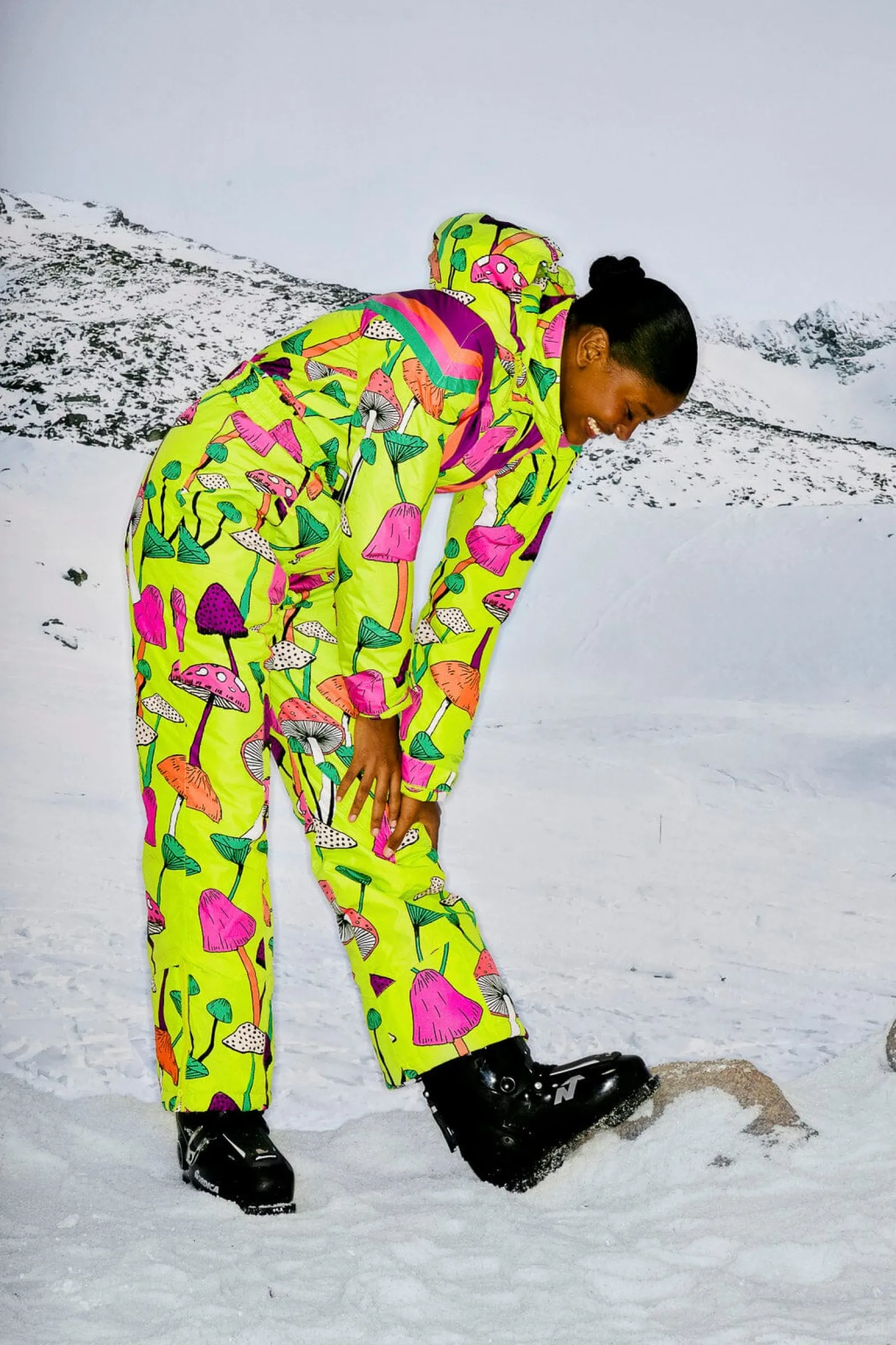 LIME GREEN NEW MUSHROOM SKI JUMPSUIT